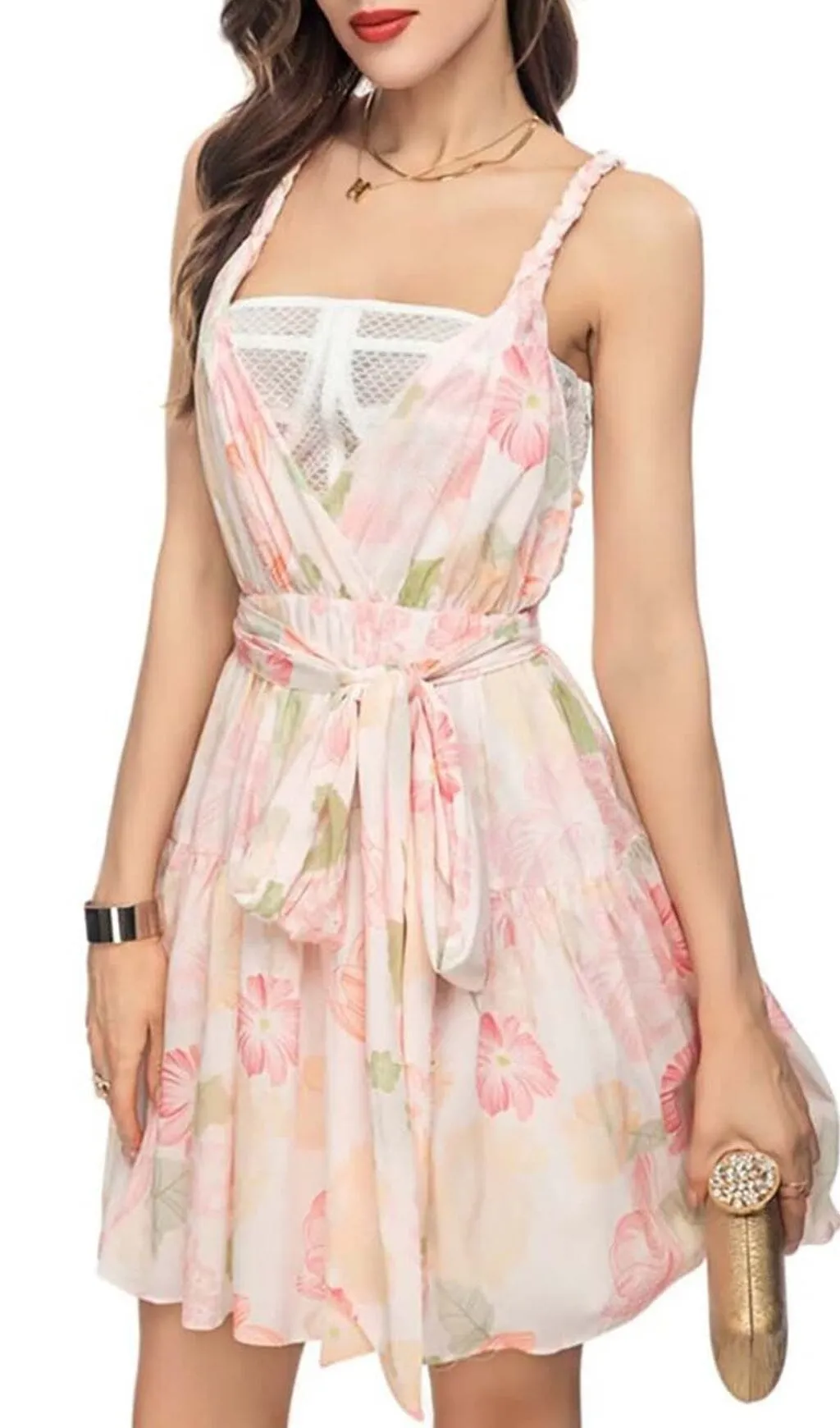 MIAMI FLORAL MINI DRESS IN PINK Gloria Lanvin