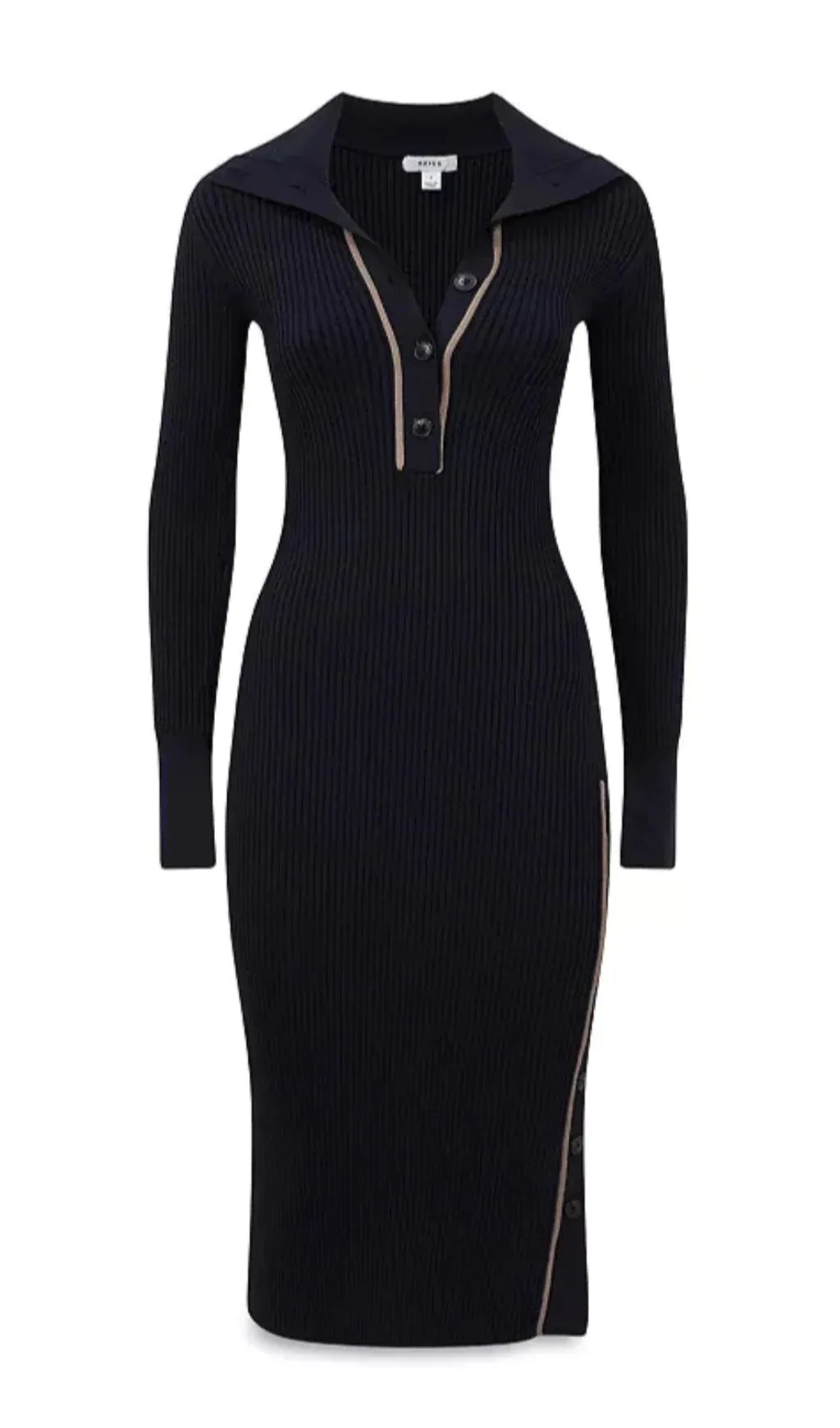 MICHELLE CONTRAST TRIM RIBBED SWEATER DRESS Gloria Lanvin