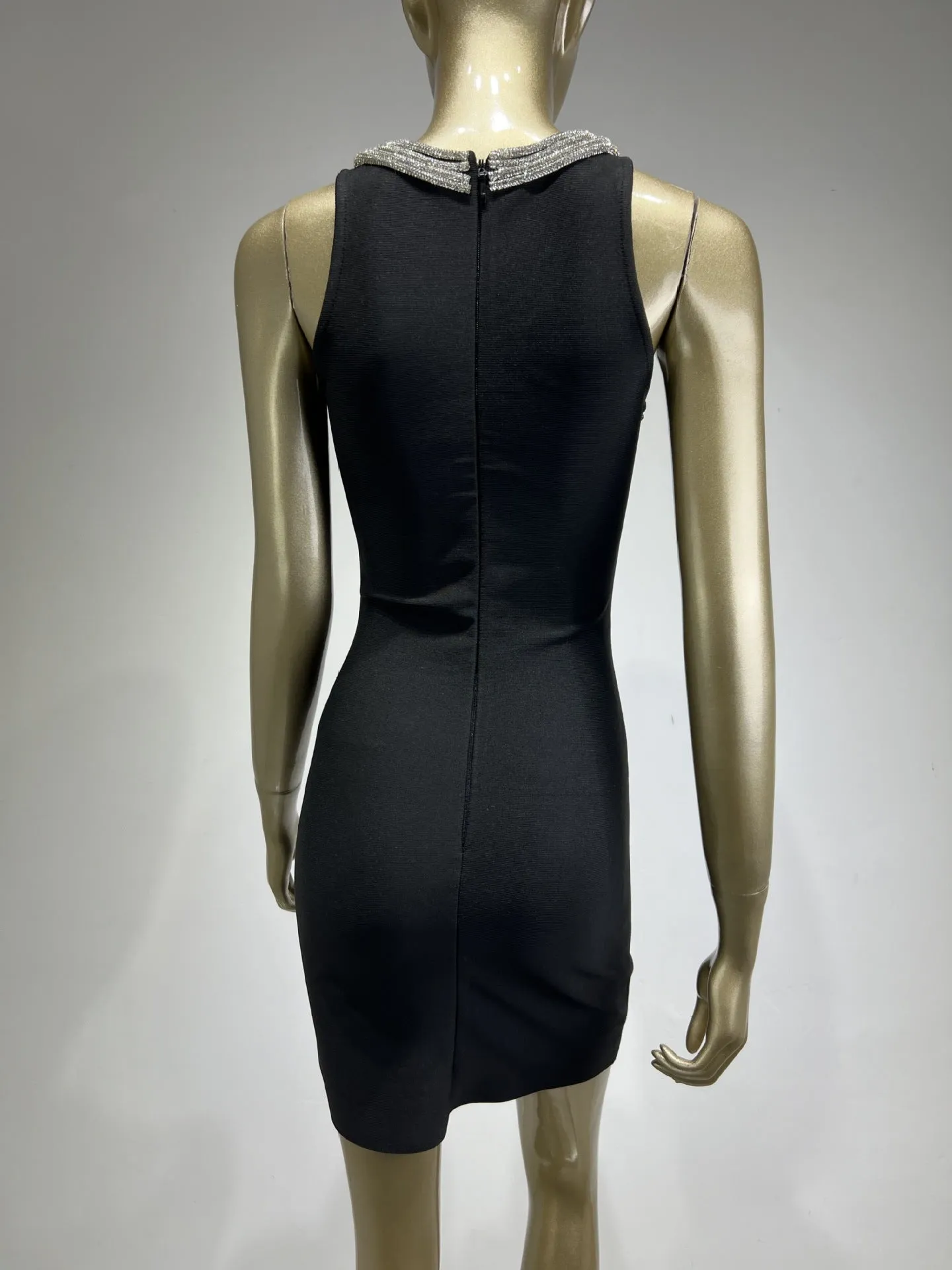 MIKINE DIAMANTE BANDAGE MINI DRESS IN BLACK Gloria Lanvin