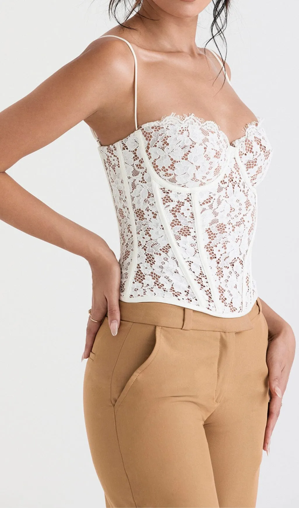 MILA IVORY LACE UNDERWIRED CORSET TOP Gloria Lanvin