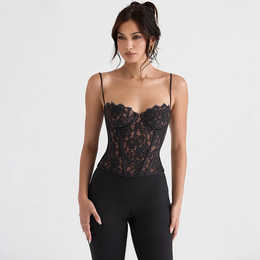 MILA IVORY LACE UNDERWIRED CORSET TOP Gloria Lanvin