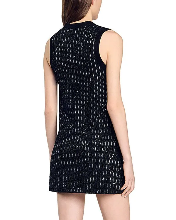 mini dress in black with stripe Embellished Gloria Lanvin