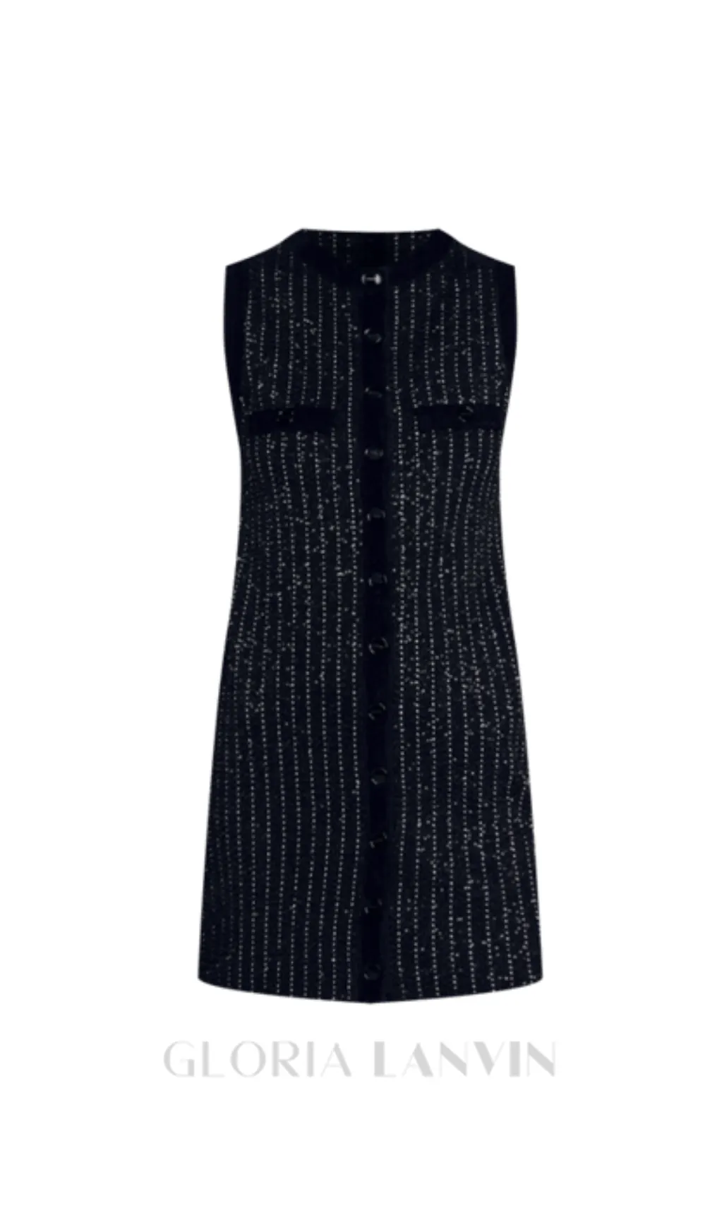 mini dress in black with stripe Embellished Gloria Lanvin