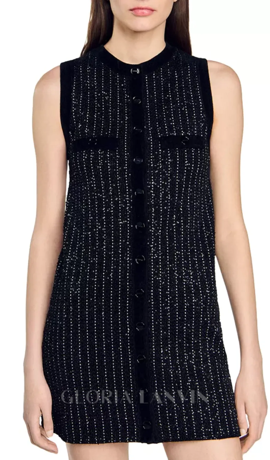 mini dress in black with stripe Embellished Gloria Lanvin