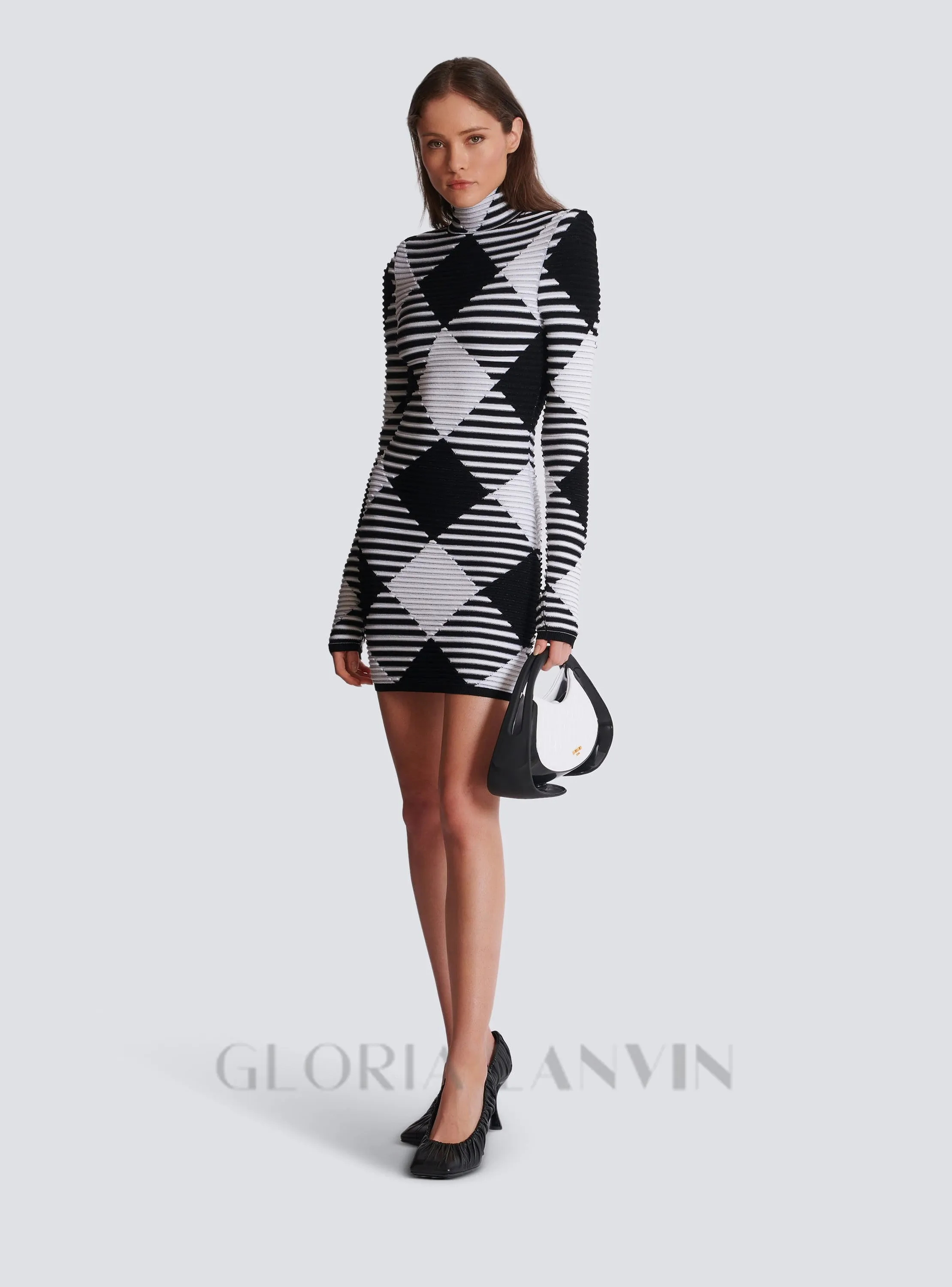 mini dress in rolled gingham knit Gloria Lanvin
