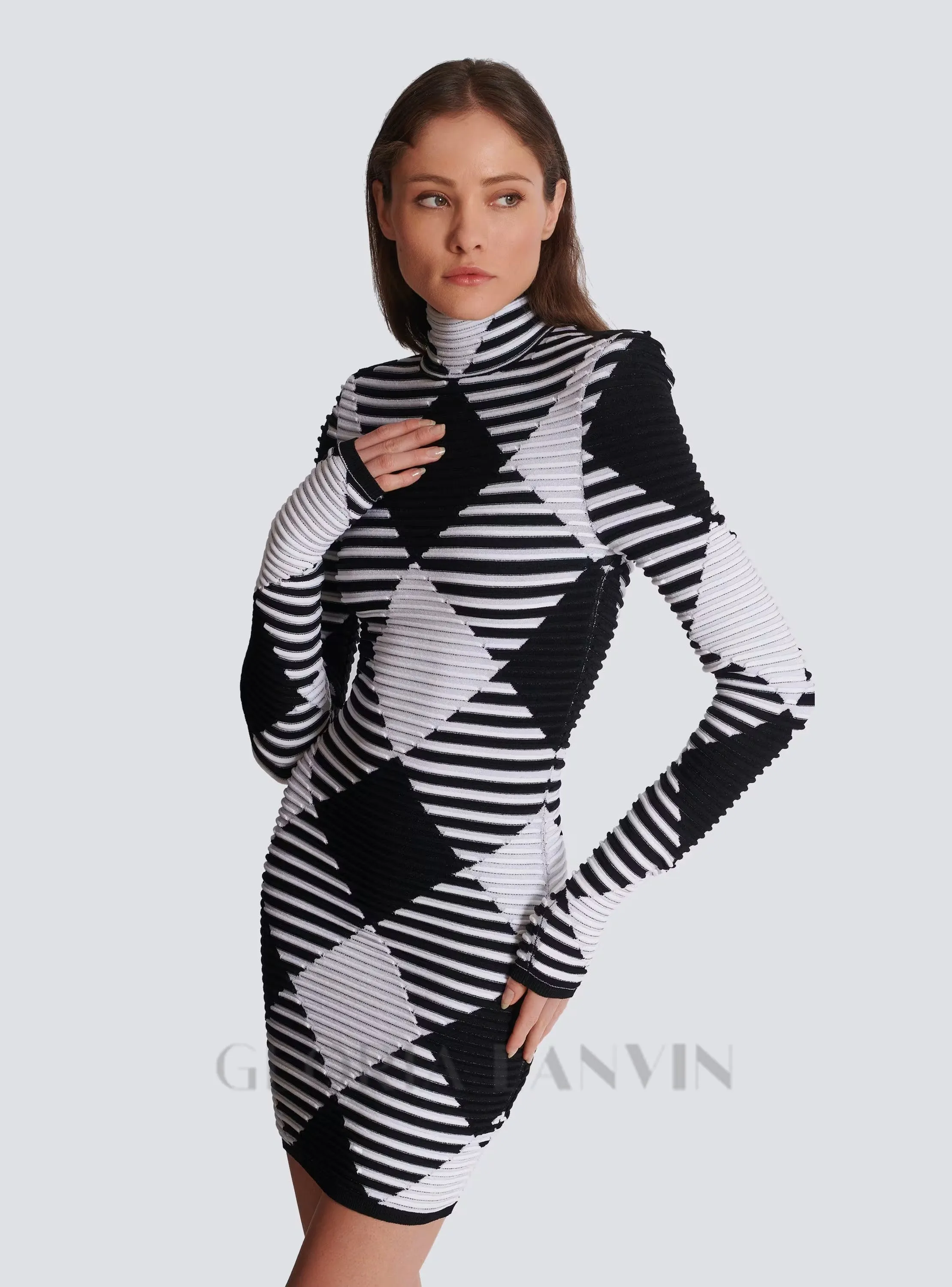 mini dress in rolled gingham knit Gloria Lanvin
