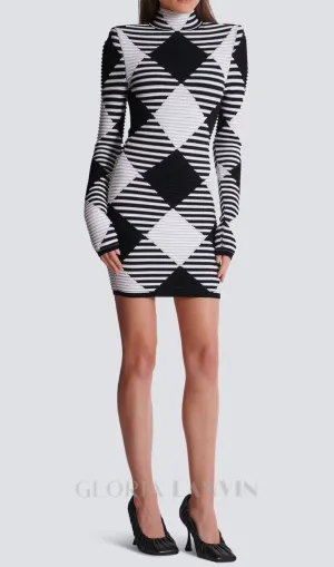 mini dress in rolled gingham knit Gloria Lanvin