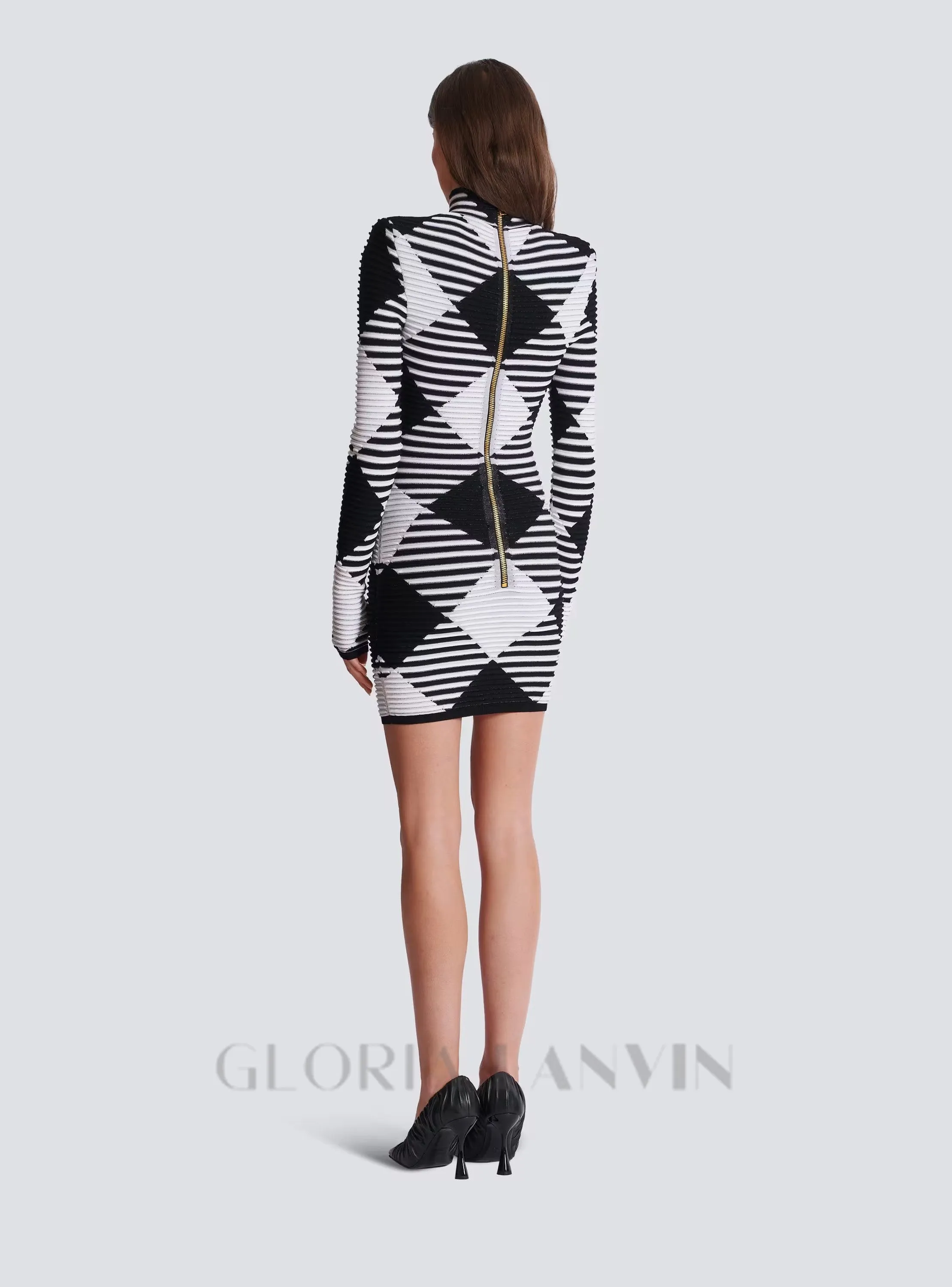 mini dress in rolled gingham knit Gloria Lanvin