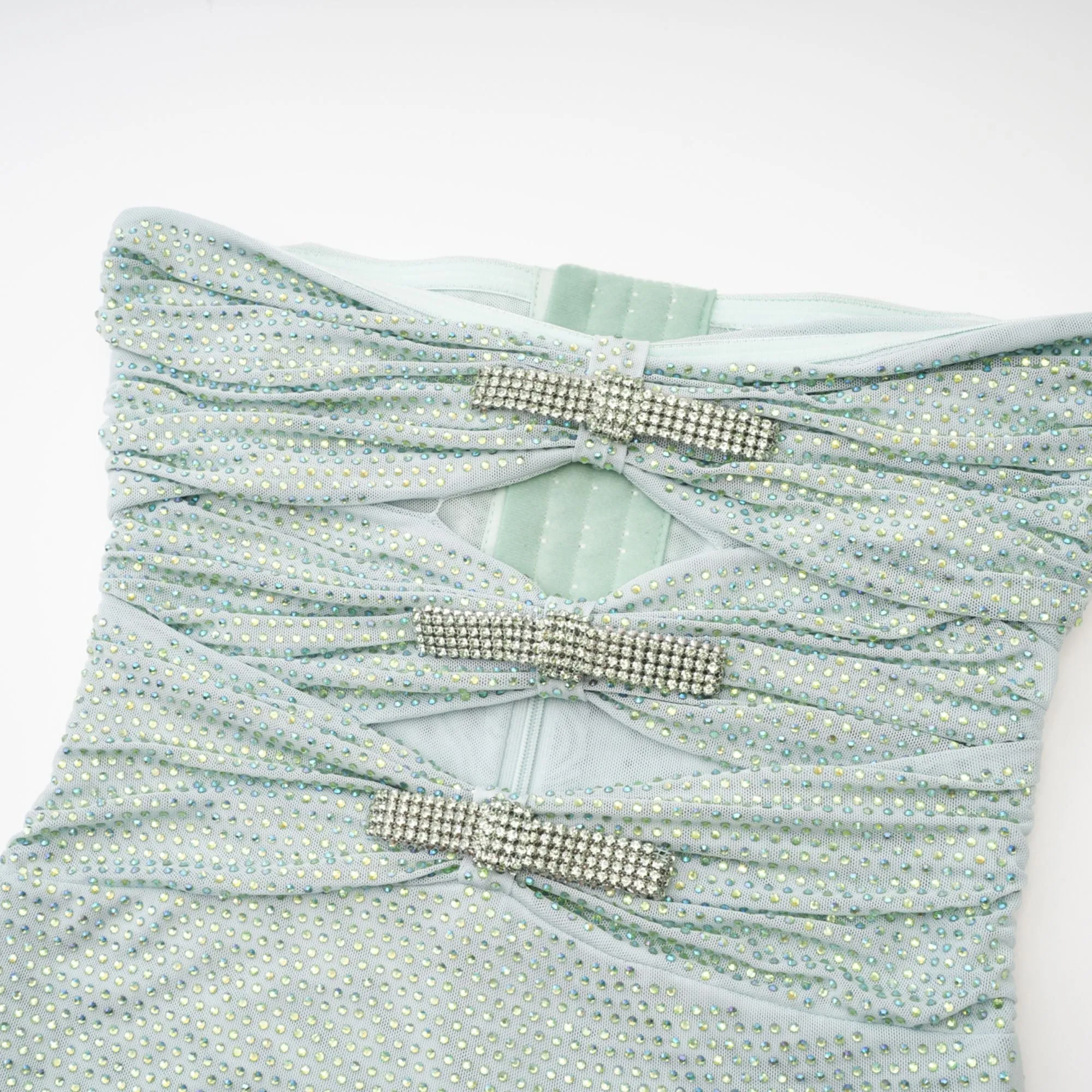 MINT RHINESTONE STRAPLESS MAXI DRESS Gloria Lanvin