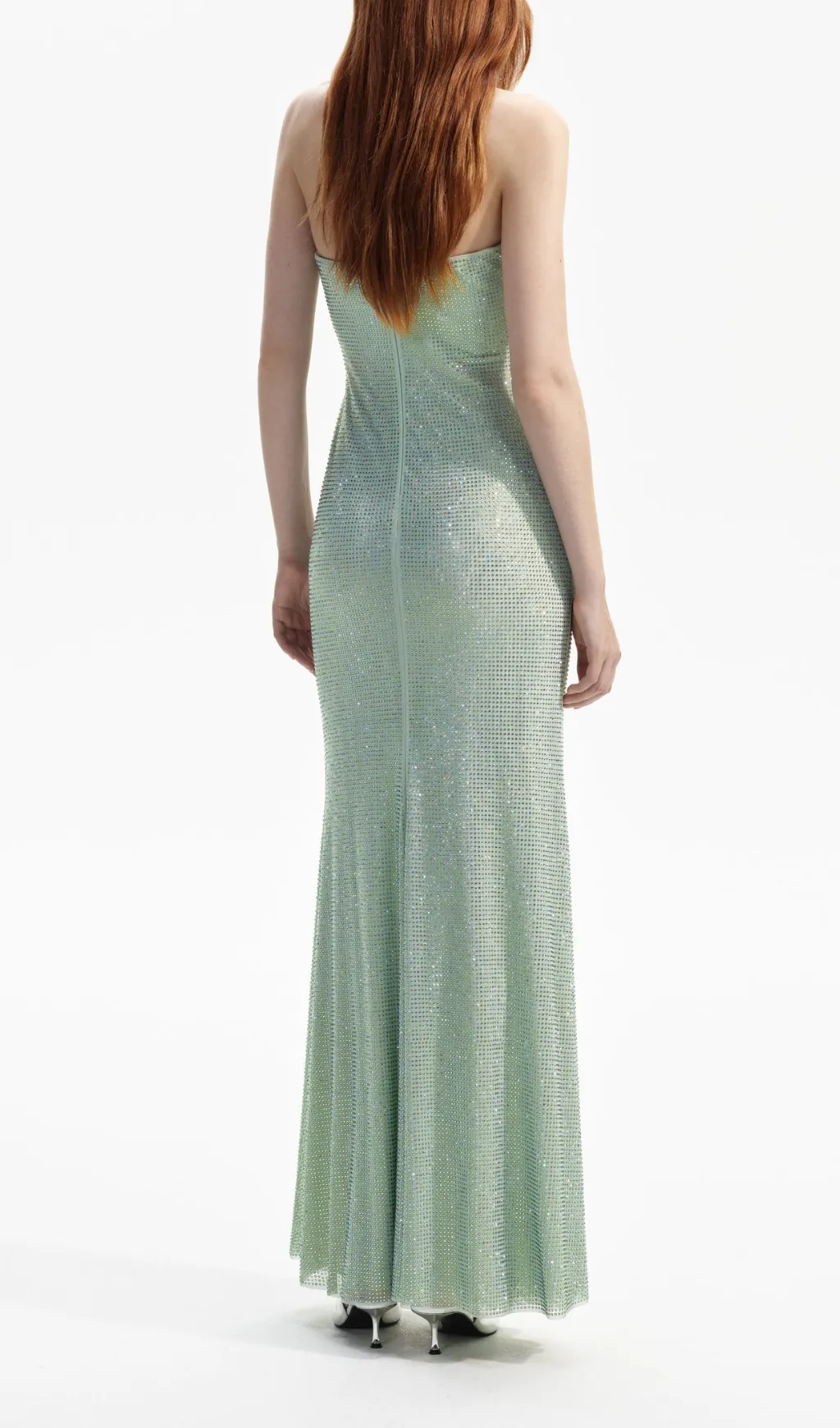 MINT RHINESTONE STRAPLESS MAXI DRESS Gloria Lanvin