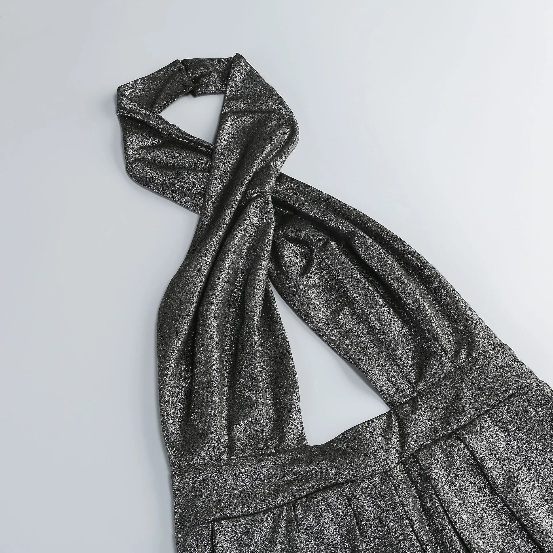 mirabelle halter jumpsuit in black silver Gloria Lanvin