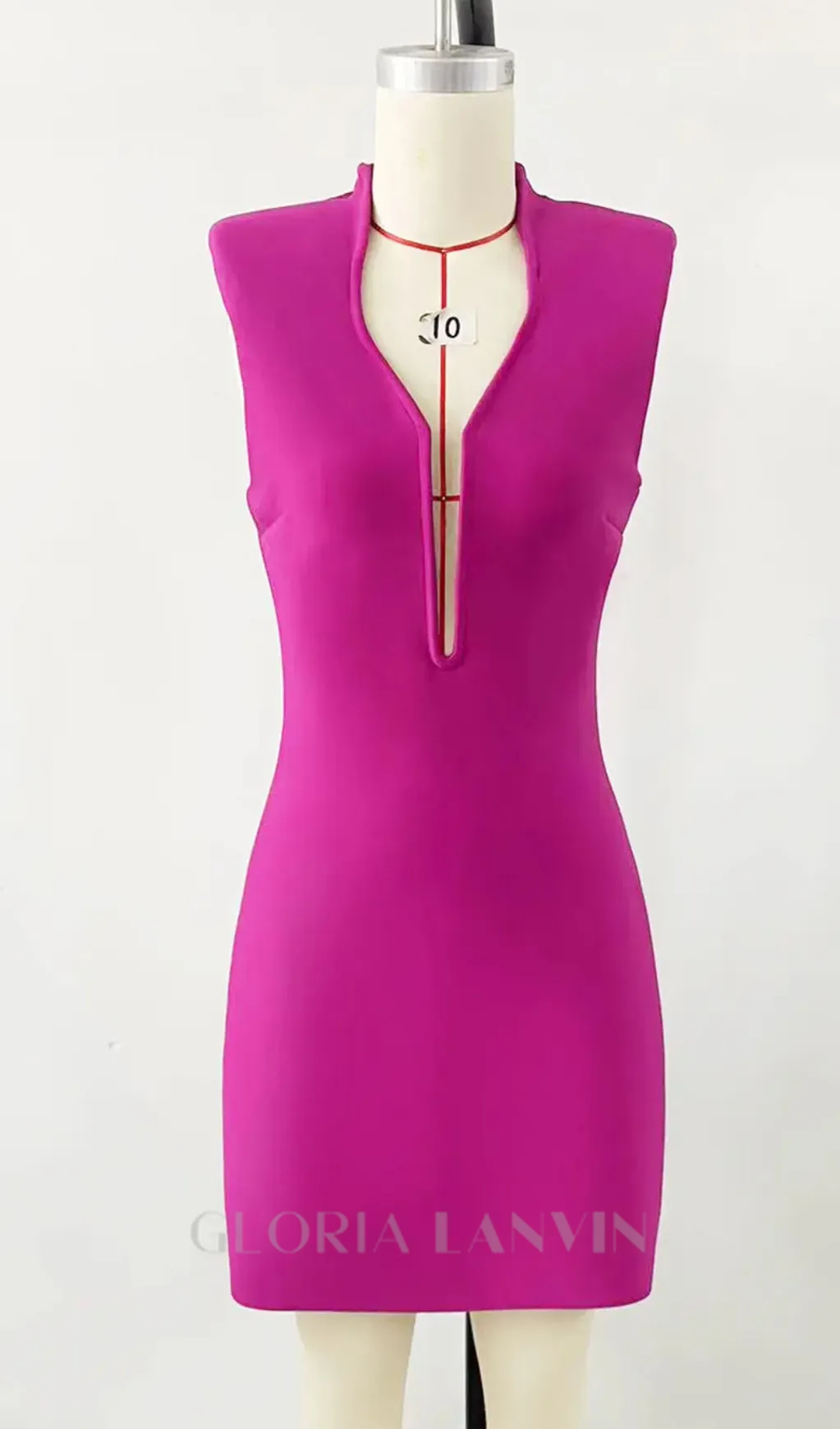 MIRABELLE ROSE RED V-NECK BANDAGE MINI DRESS Gloria Lanvin