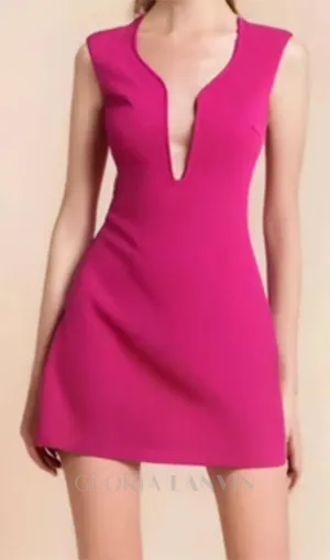 MIRABELLE ROSE RED V-NECK BANDAGE MINI DRESS Gloria Lanvin