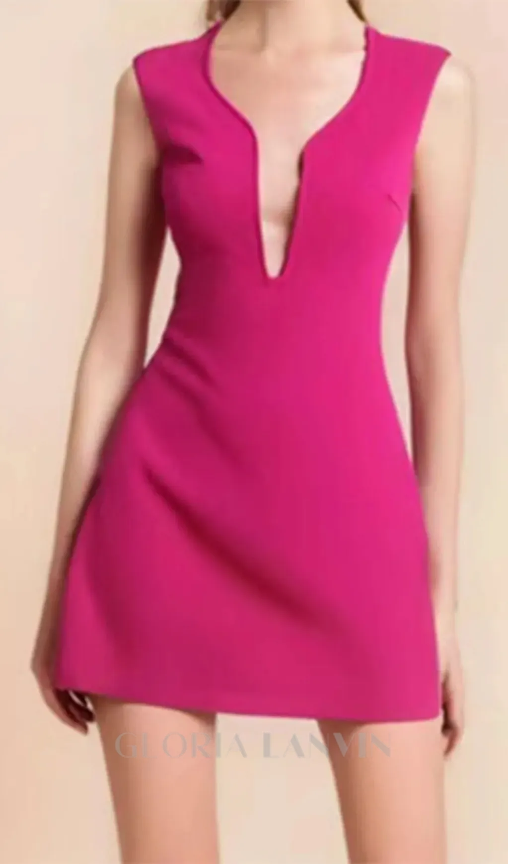 MIRABELLE ROSE RED V-NECK BANDAGE MINI DRESS Gloria Lanvin