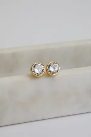 Miranda Gold Rhinestone Stud Earrings