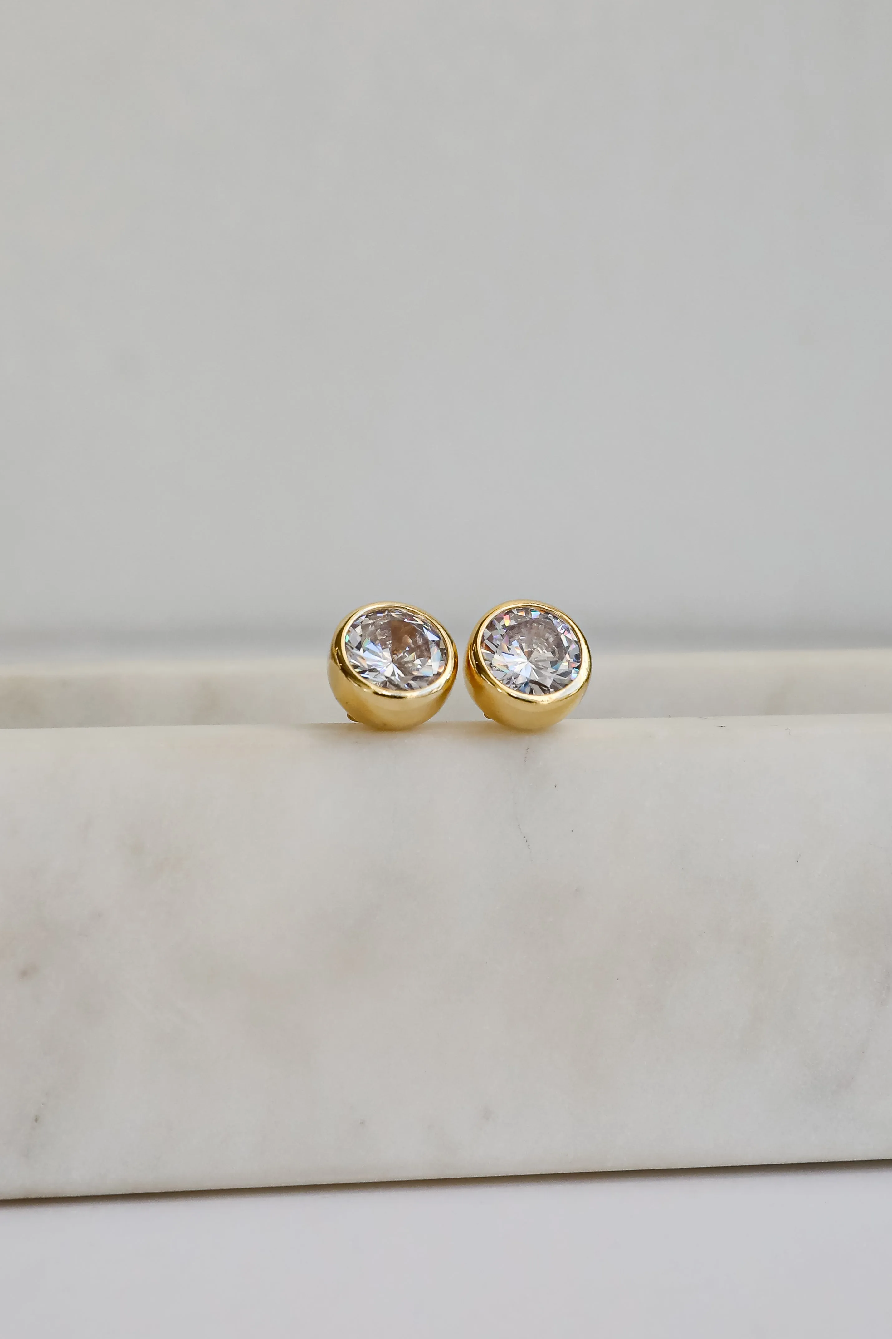Miranda Gold Rhinestone Stud Earrings
