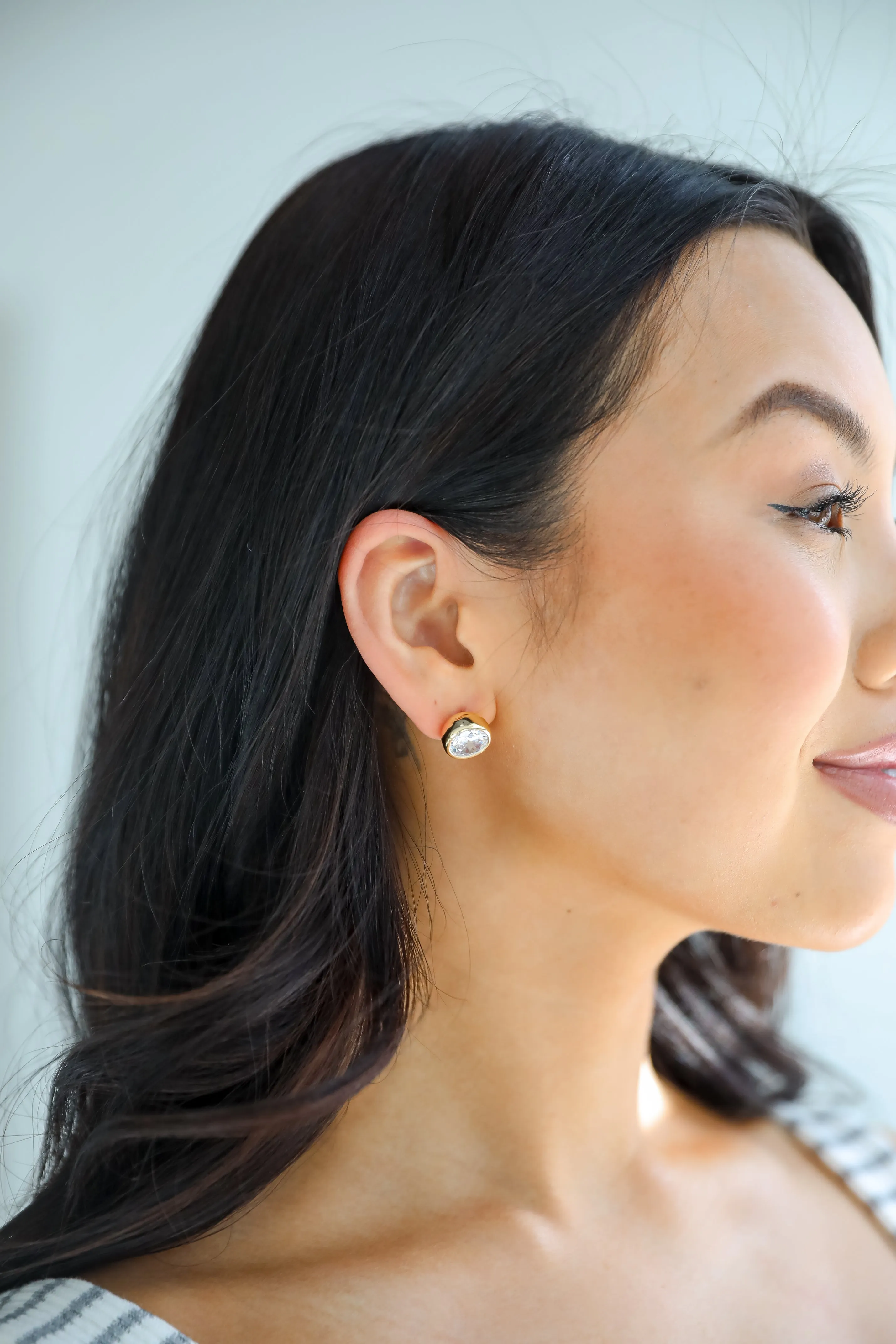 Miranda Gold Rhinestone Stud Earrings