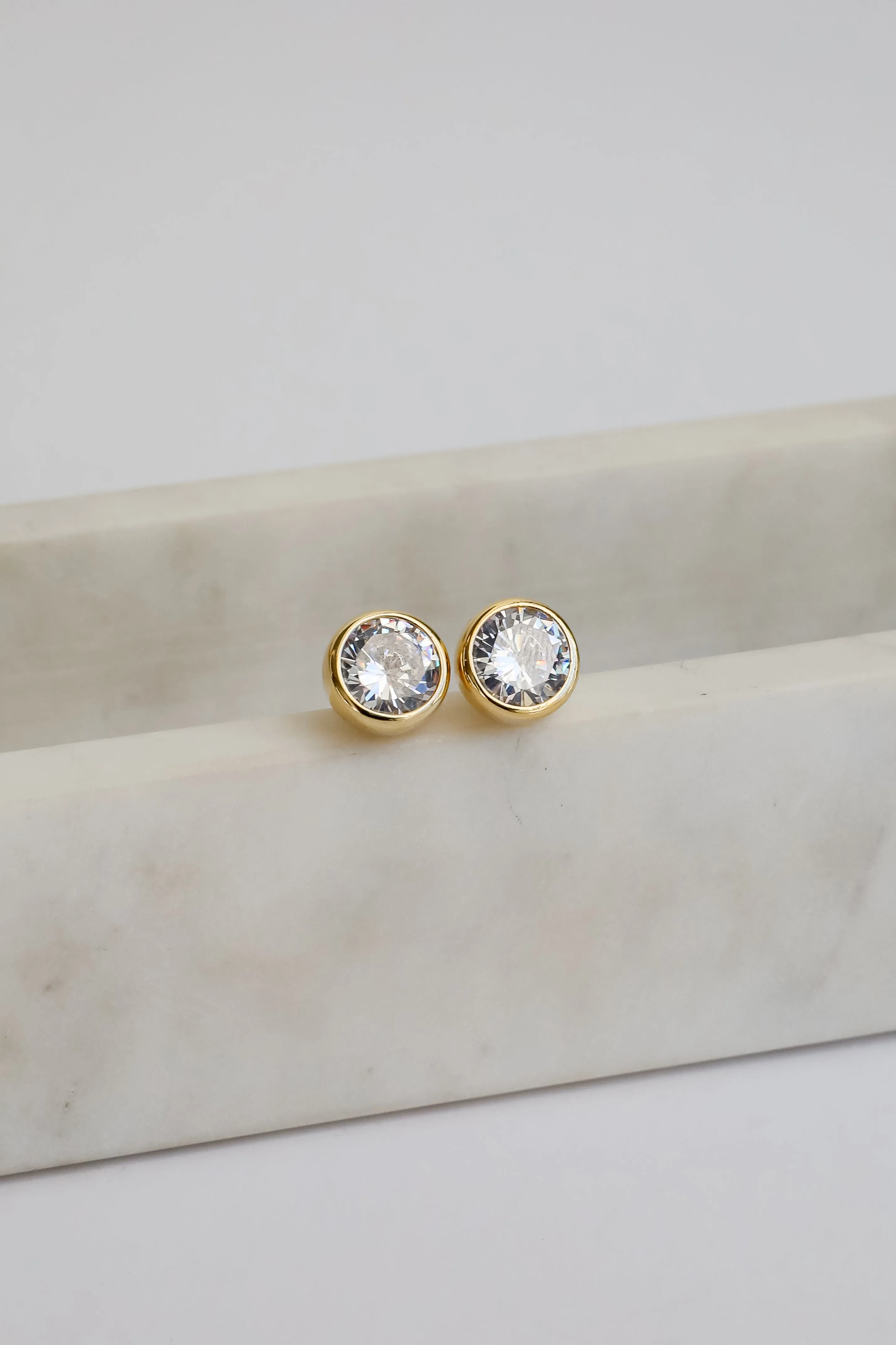 Miranda Gold Rhinestone Stud Earrings
