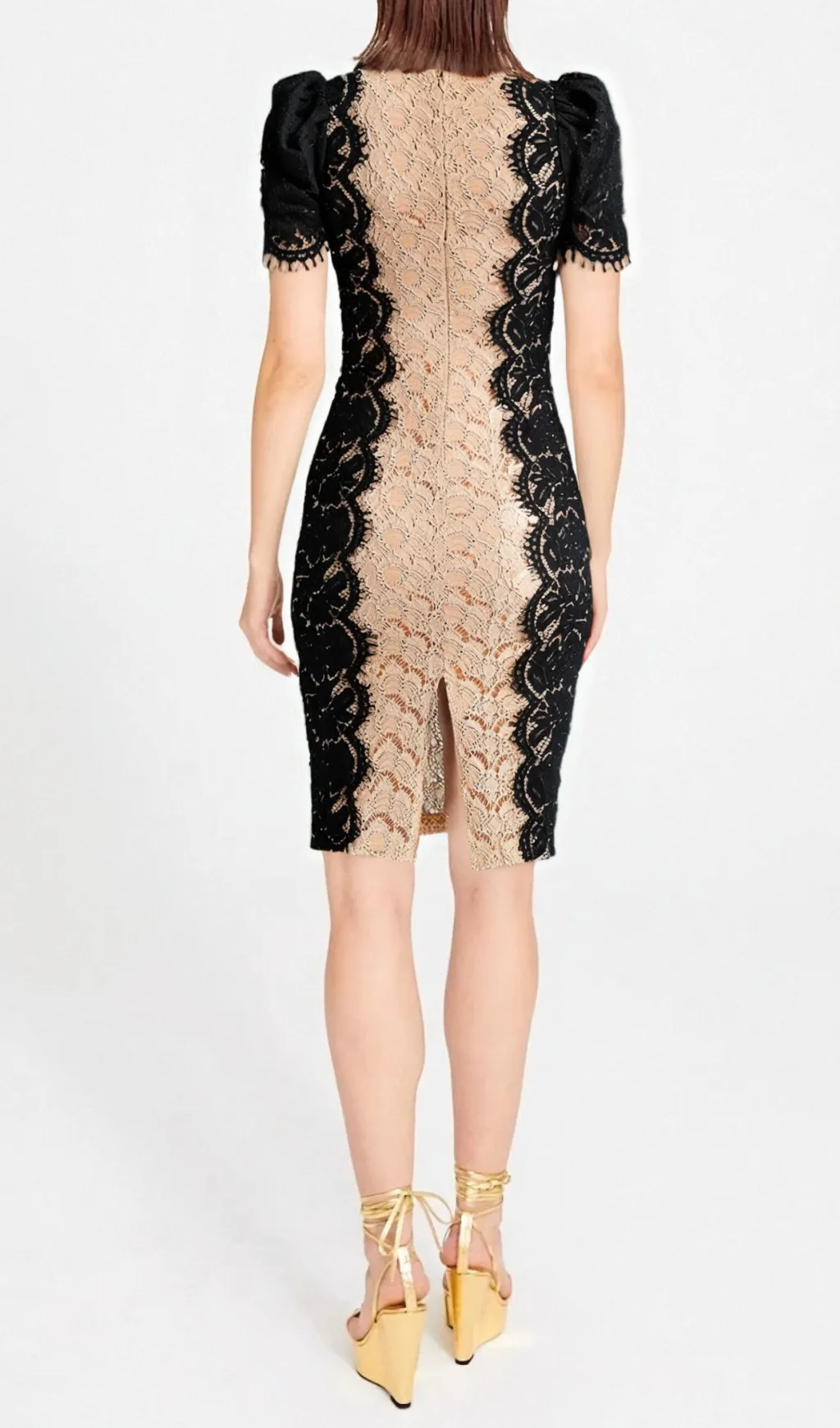 MIXED COLORS LACE FITTED MINI DRESS Gloria Lanvin