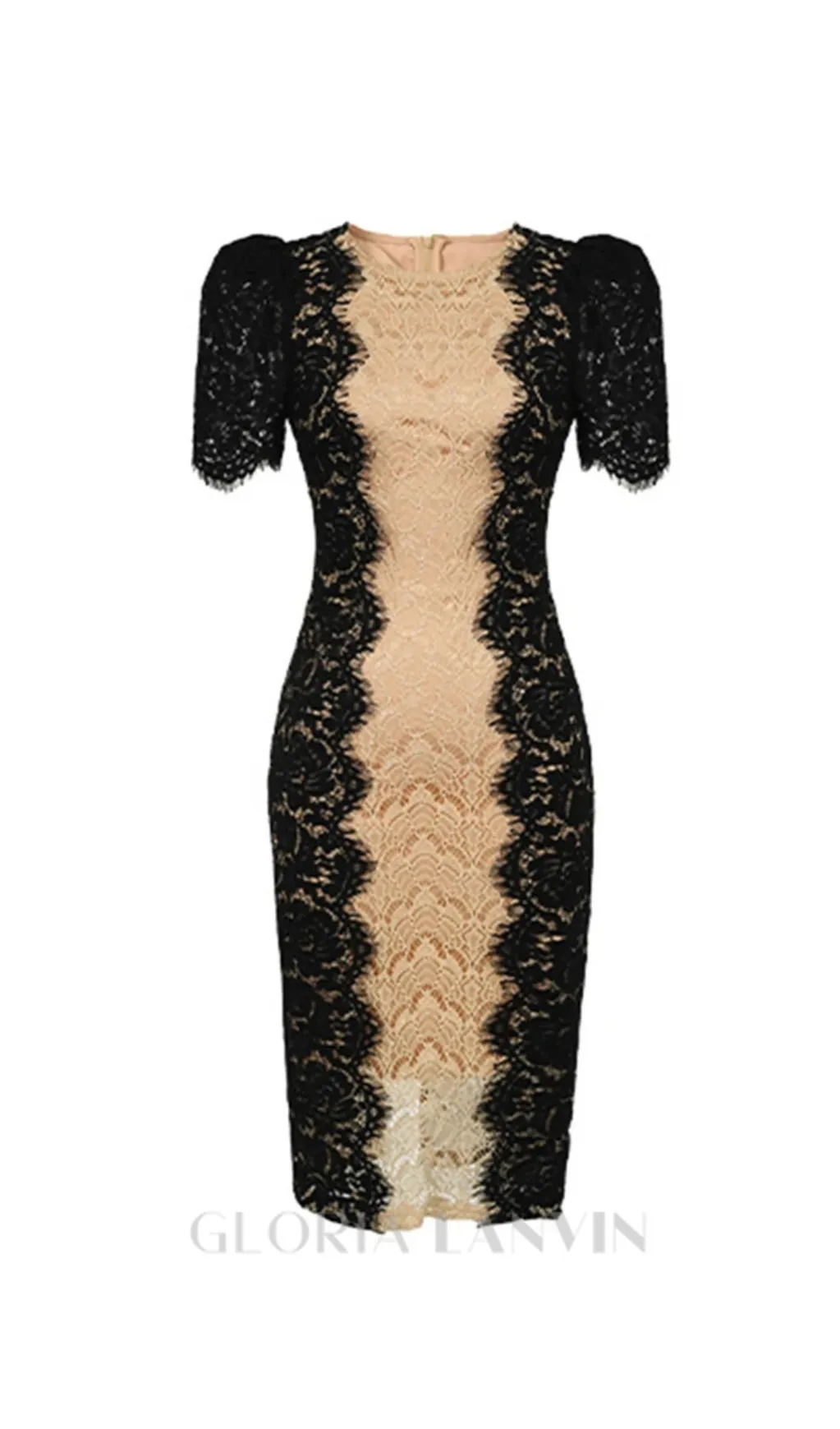 MIXED COLORS LACE FITTED MINI DRESS Gloria Lanvin