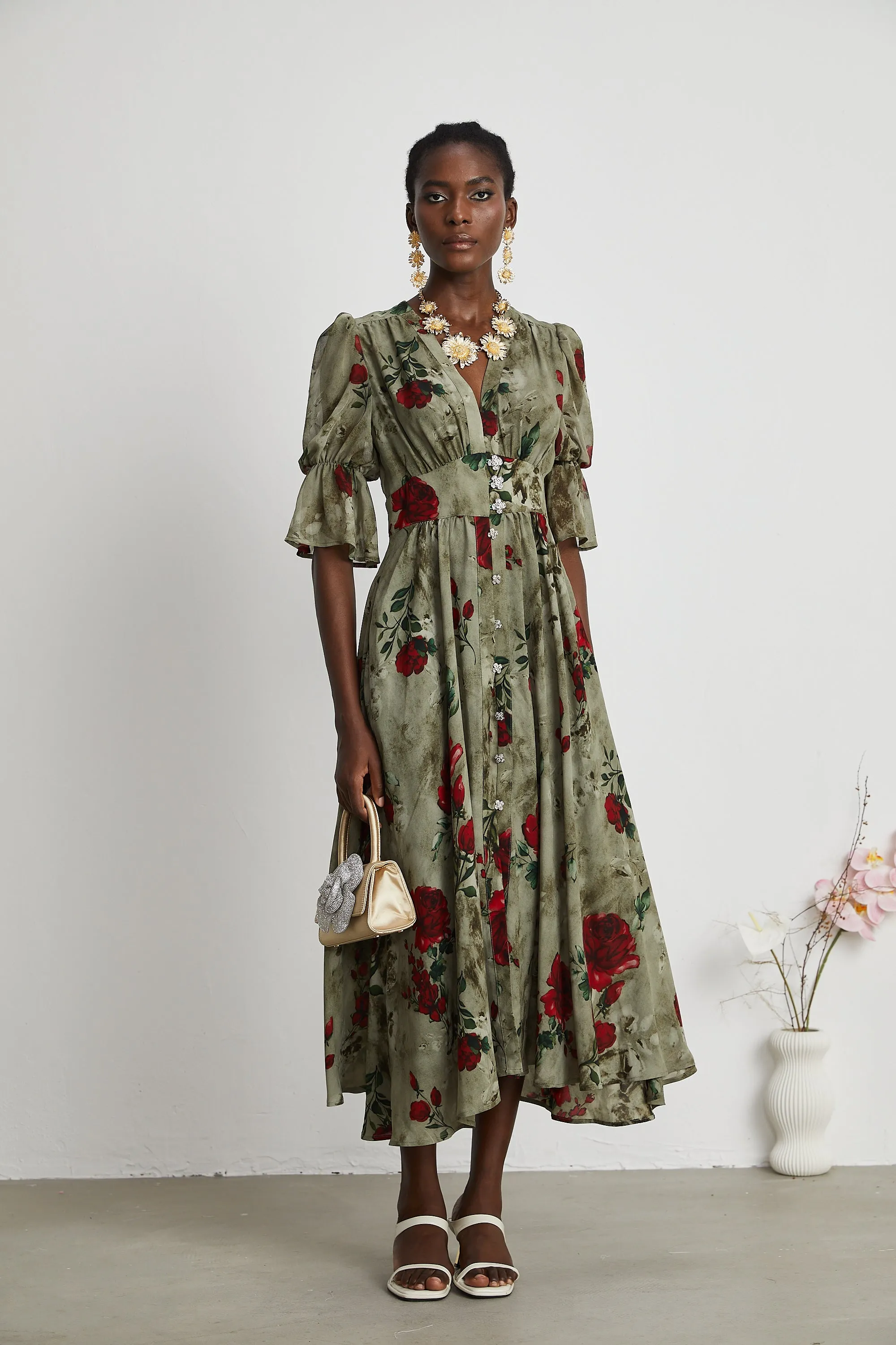 Mlisande floral-print V neck midi dress Gloria Lanvin