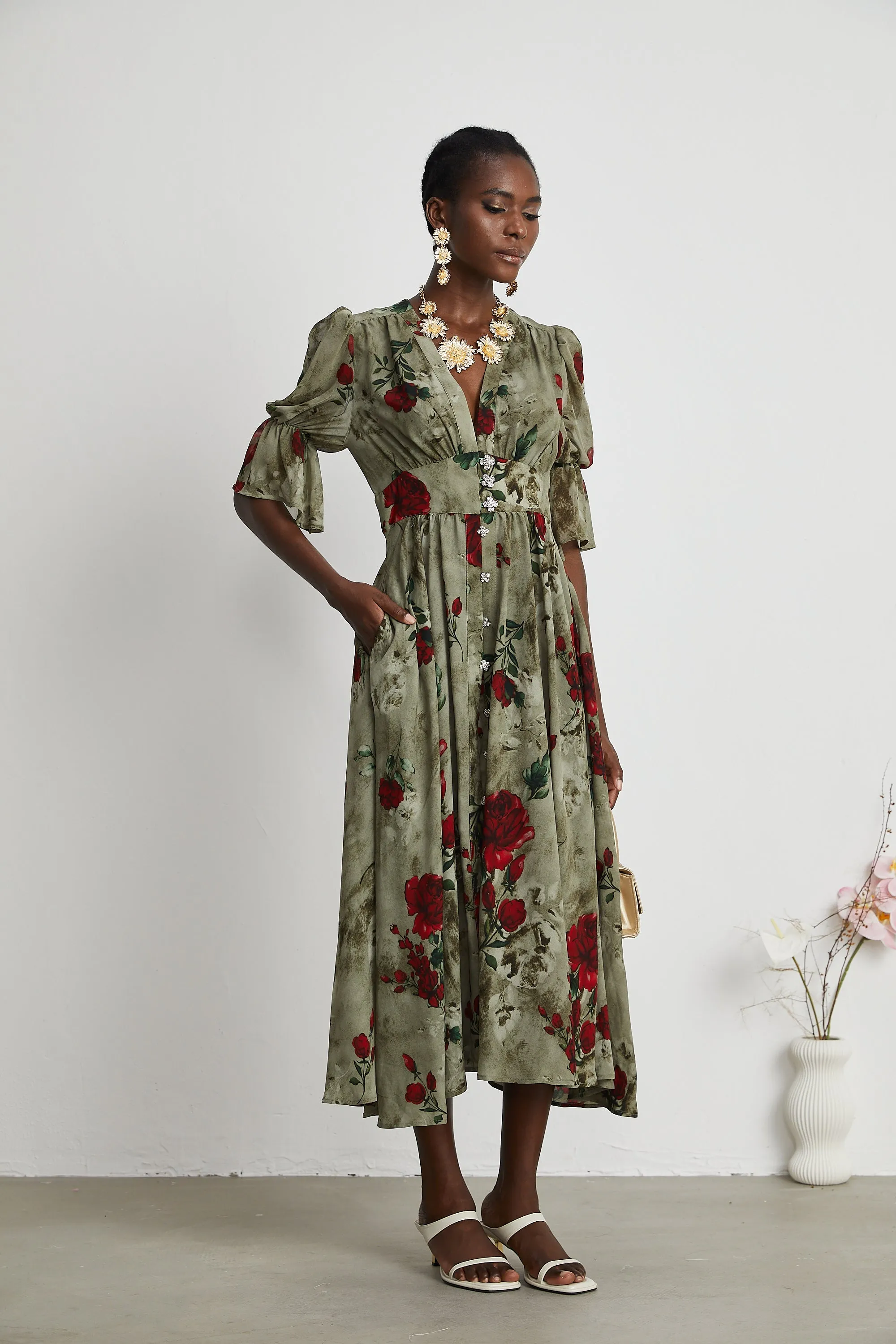 Mlisande floral-print V neck midi dress Gloria Lanvin