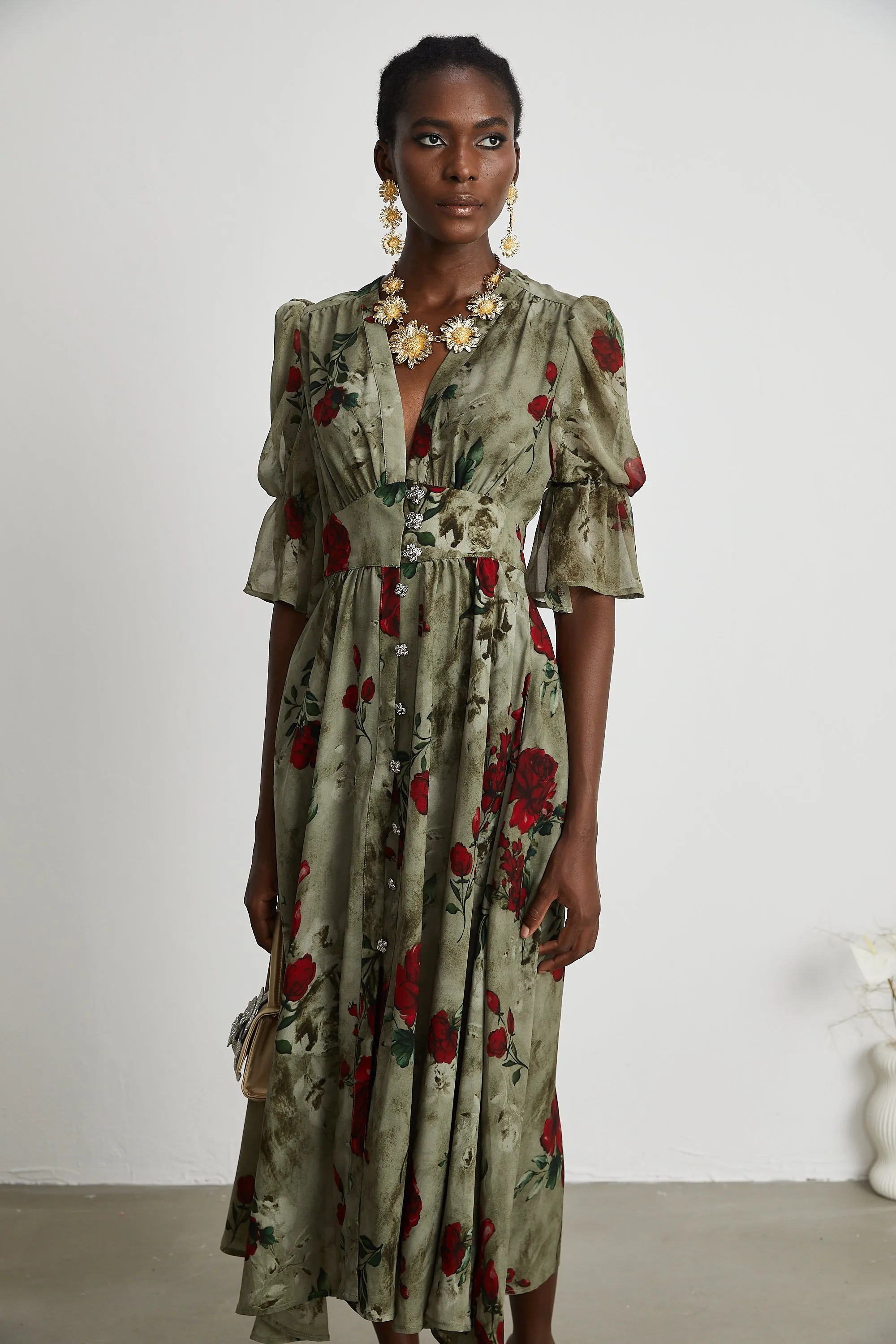 Mlisande floral-print V neck midi dress Gloria Lanvin