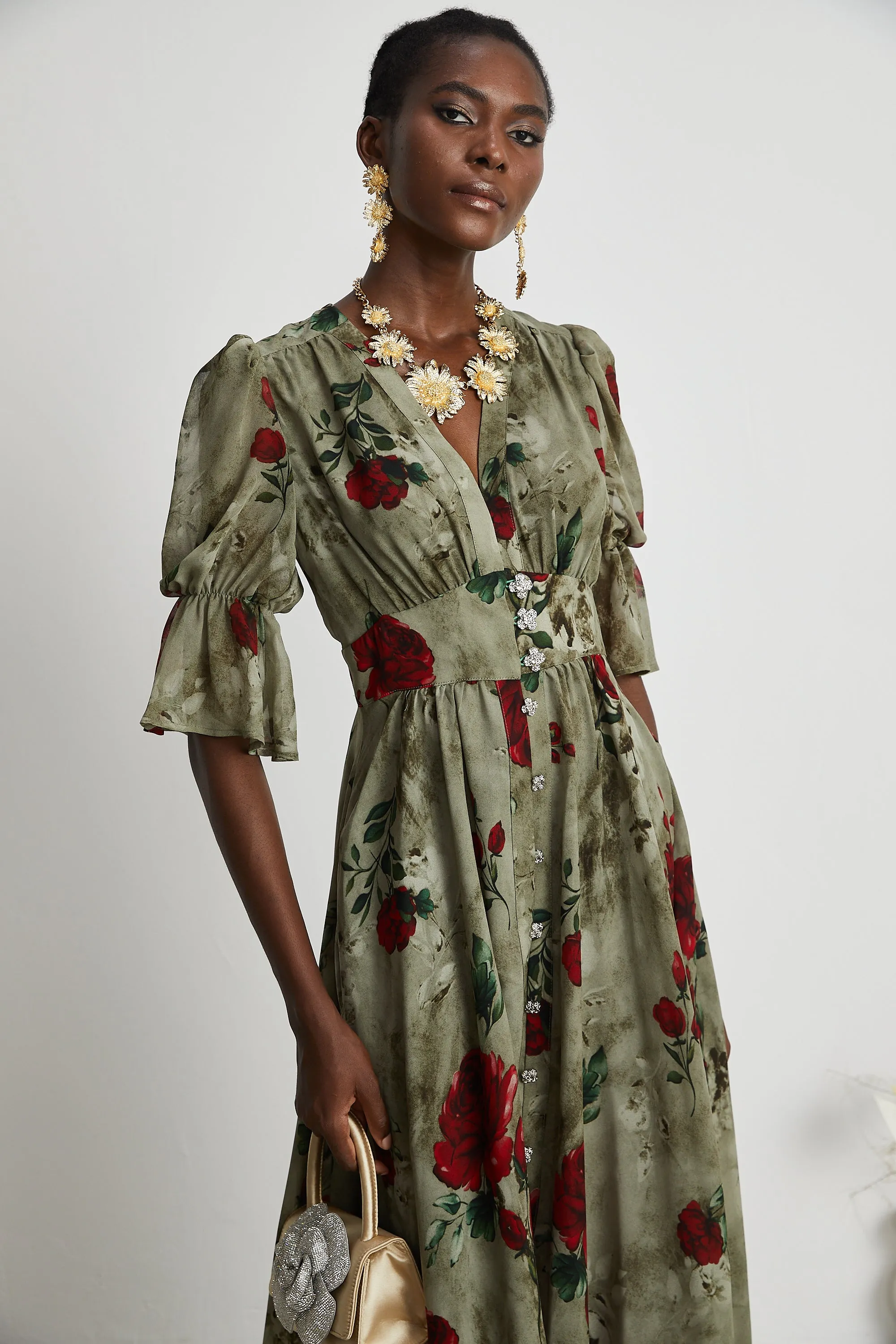 Mlisande floral-print V neck midi dress Gloria Lanvin