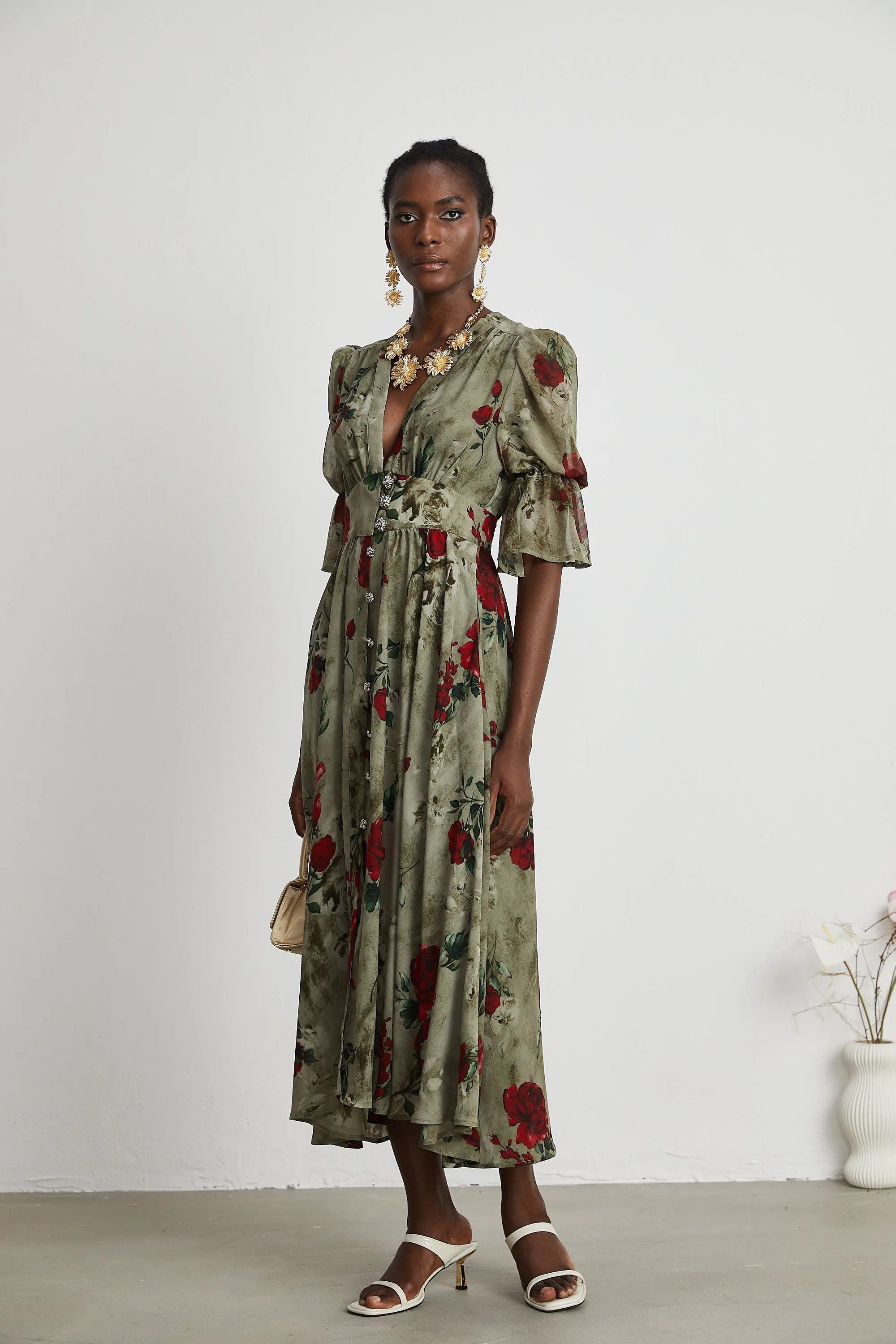 Mlisande floral-print V neck midi dress Gloria Lanvin