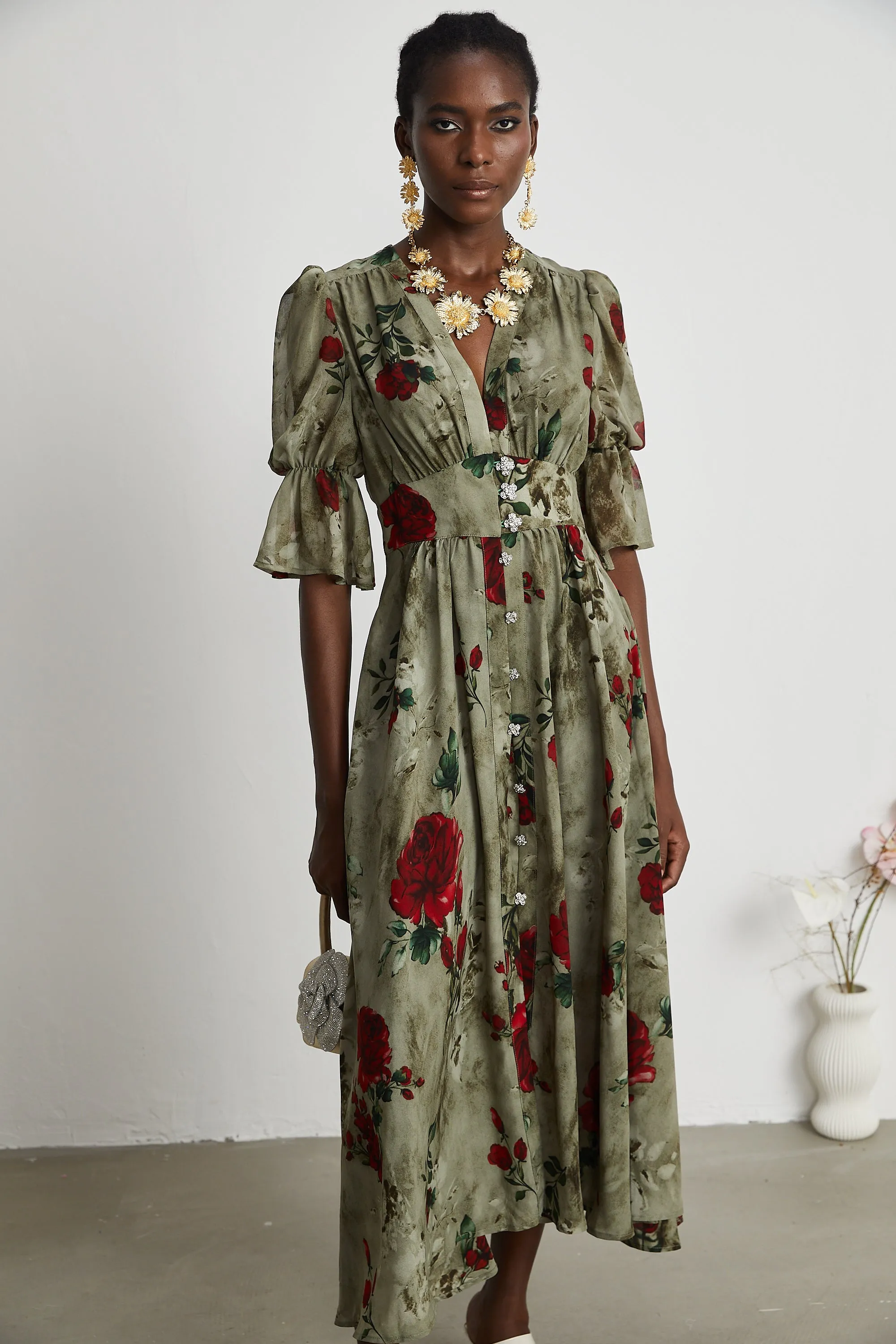 Mlisande floral-print V neck midi dress Gloria Lanvin