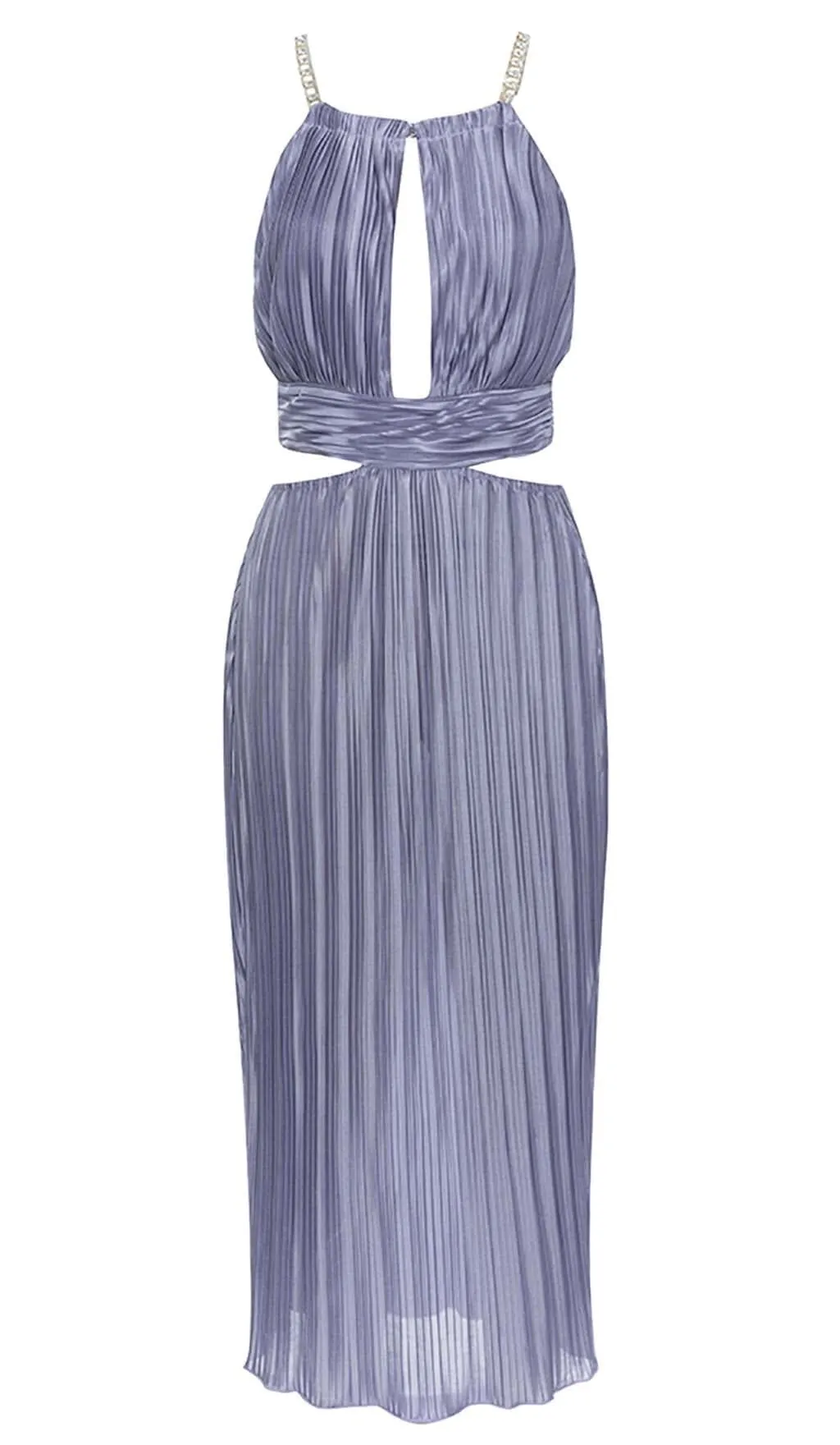 MOCK-NECK SLEEVELESS BELTED MIDI DRESS Gloria Lanvin
