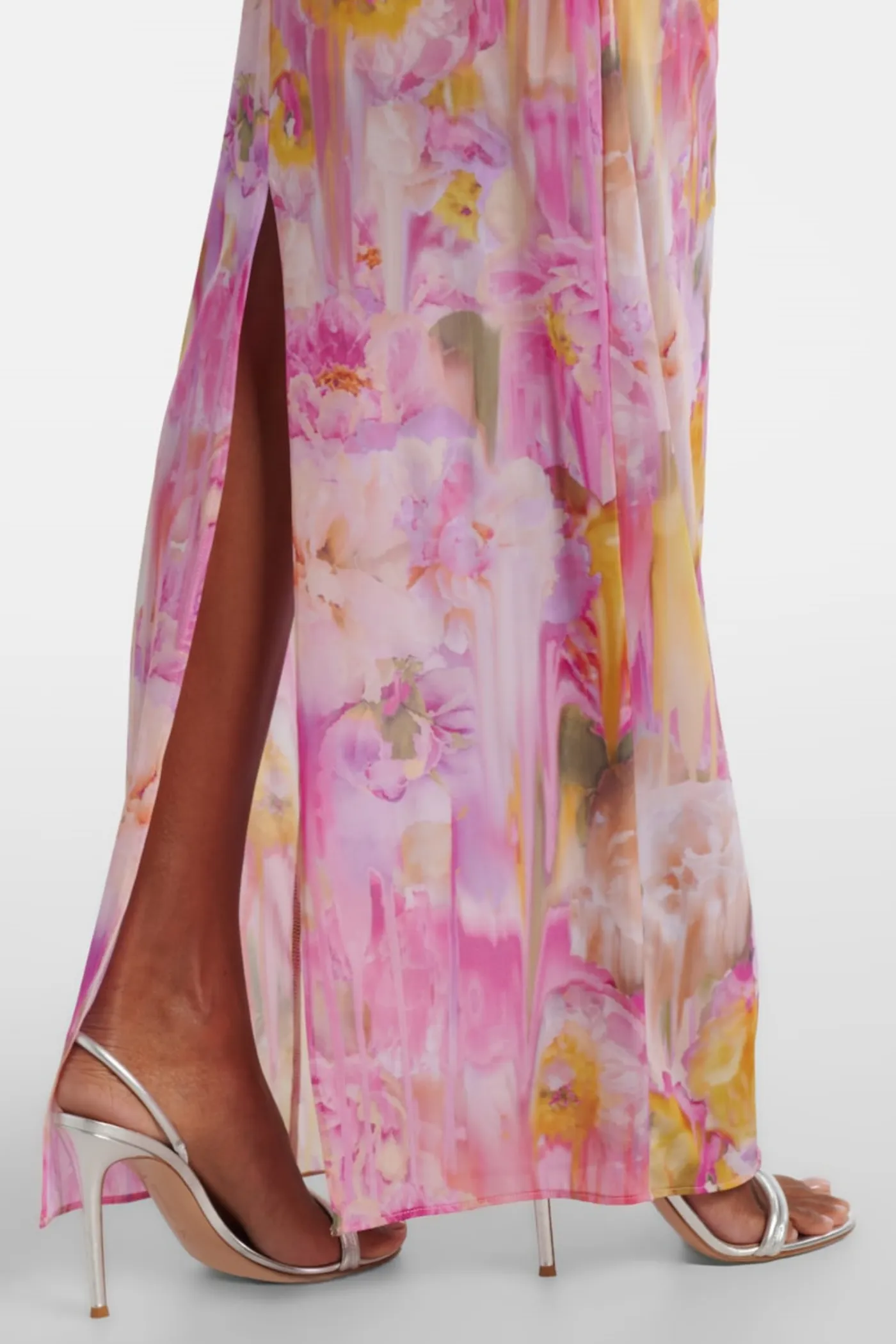 molly Floral Appliqu Print Maxi Dress in pink Gloria Lanvin