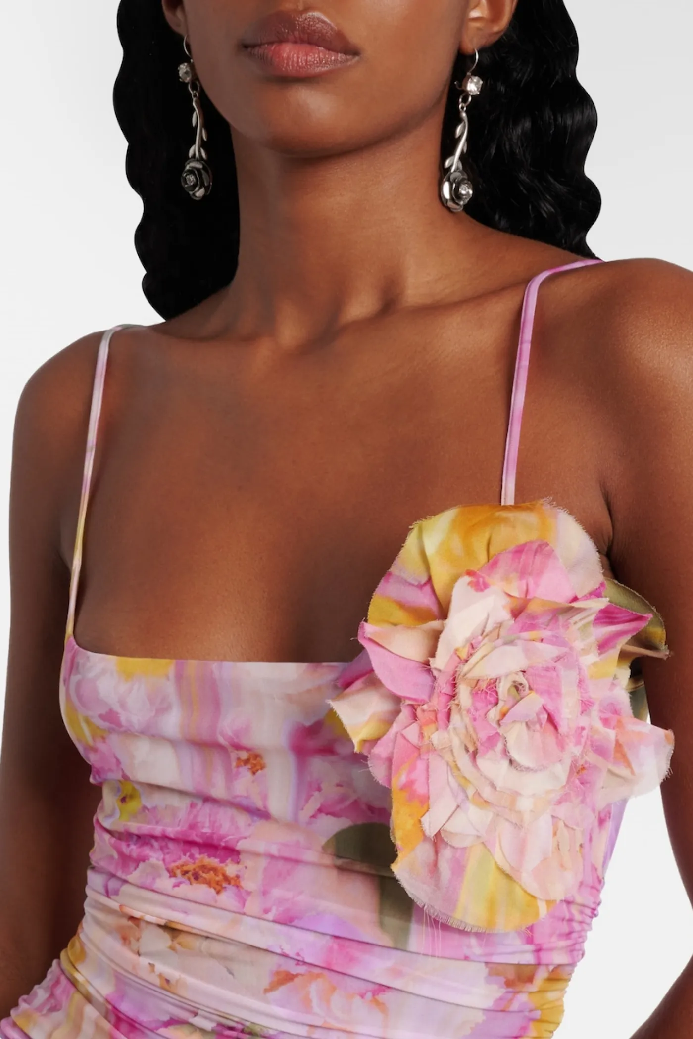 molly Floral Appliqu Print Maxi Dress in pink Gloria Lanvin