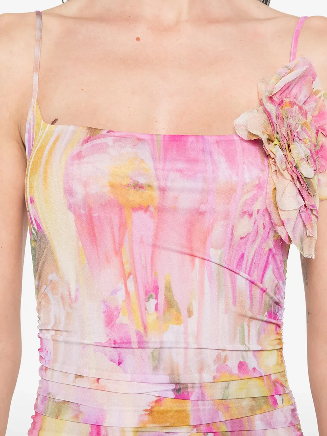 molly Floral Appliqu Print Maxi Dress in pink Gloria Lanvin