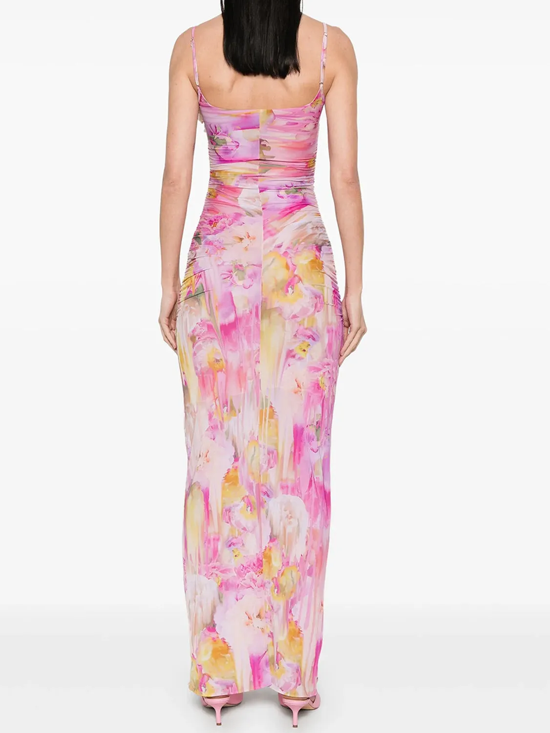 molly Floral Appliqu Print Maxi Dress in pink Gloria Lanvin