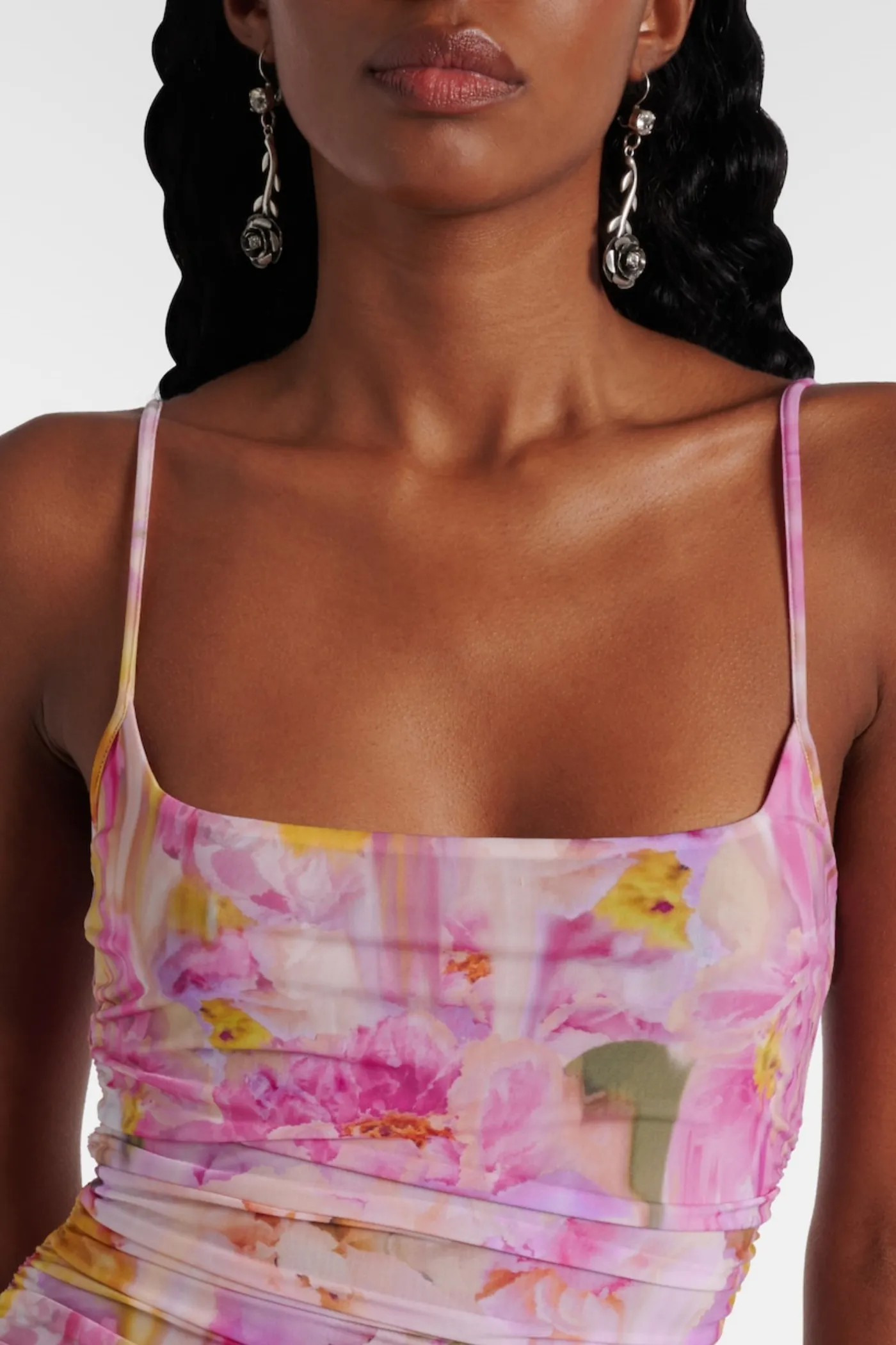molly Floral Appliqu Print Maxi Dress in pink Gloria Lanvin