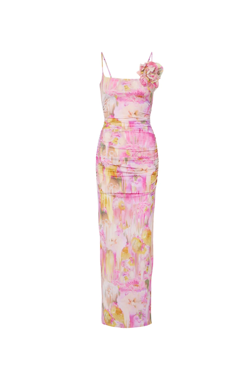 molly Floral Appliqu Print Maxi Dress in pink Gloria Lanvin