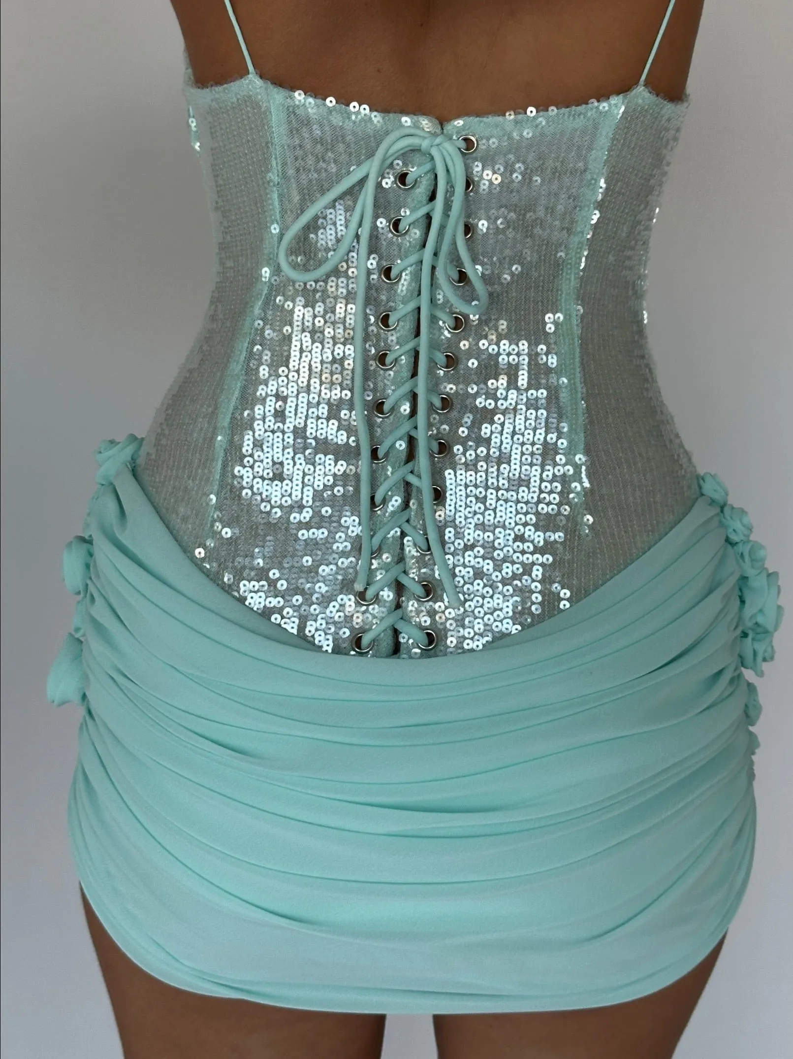 molly Sequin chiffon Mini Dress in mint Gloria Lanvin