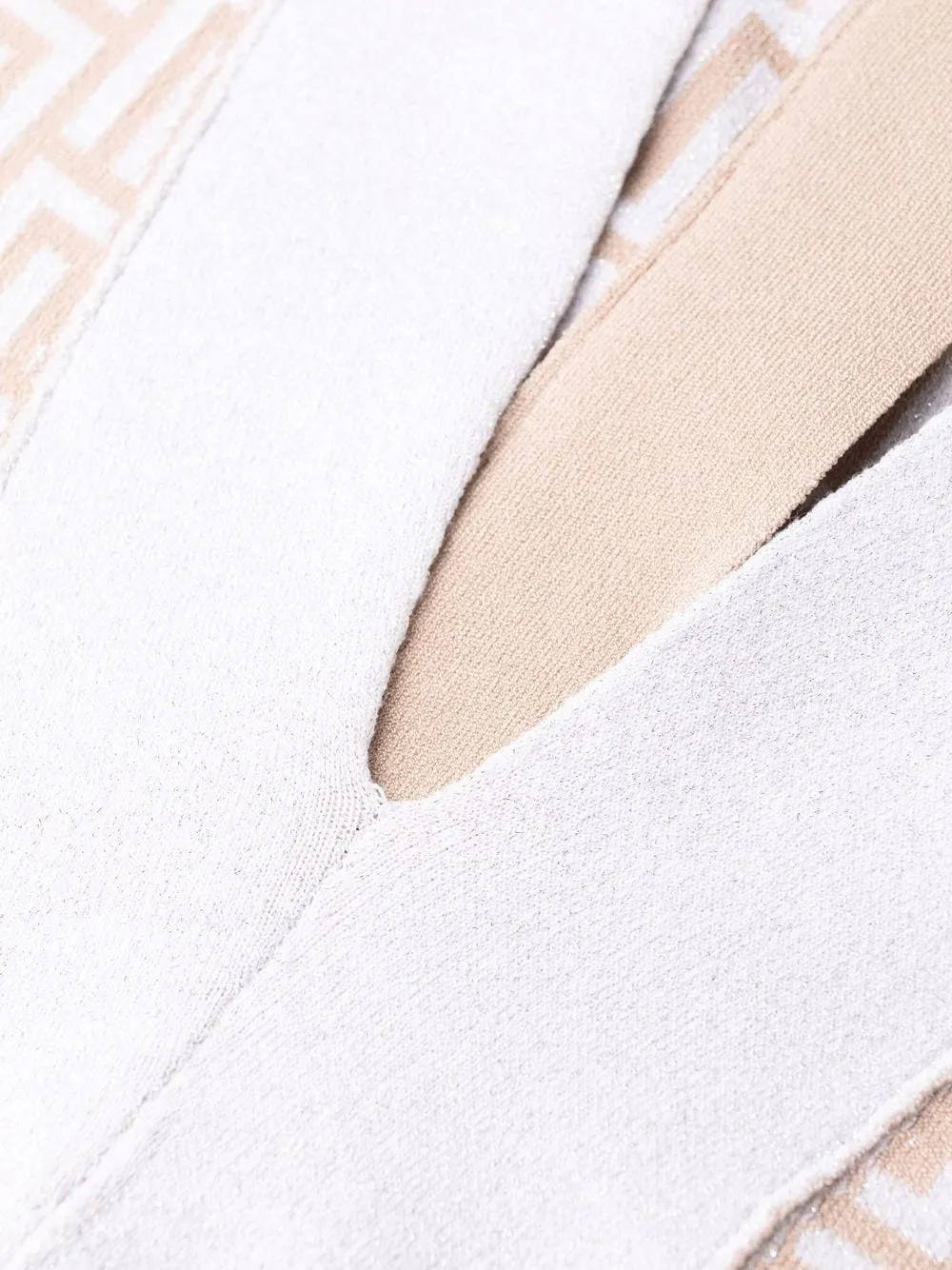 monogram-pattern long-sleeve dress in beige Gloria Lanvin