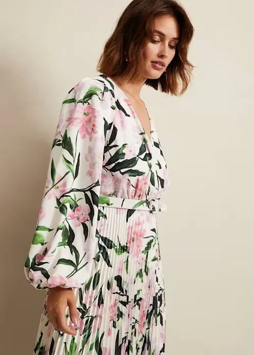 multi-coloured penny floral pleat midi dress Gloria Lanvin
