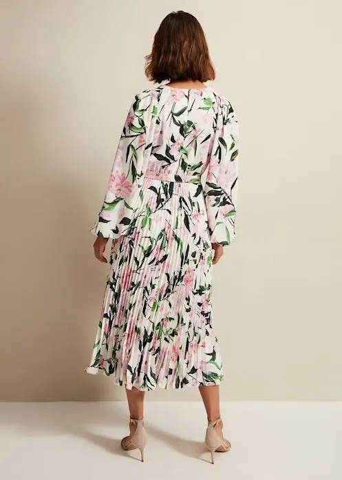 multi-coloured penny floral pleat midi dress Gloria Lanvin