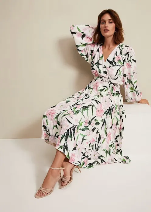 multi-coloured penny floral pleat midi dress Gloria Lanvin