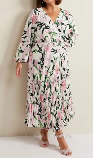 multi-coloured penny floral pleat midi dress Gloria Lanvin