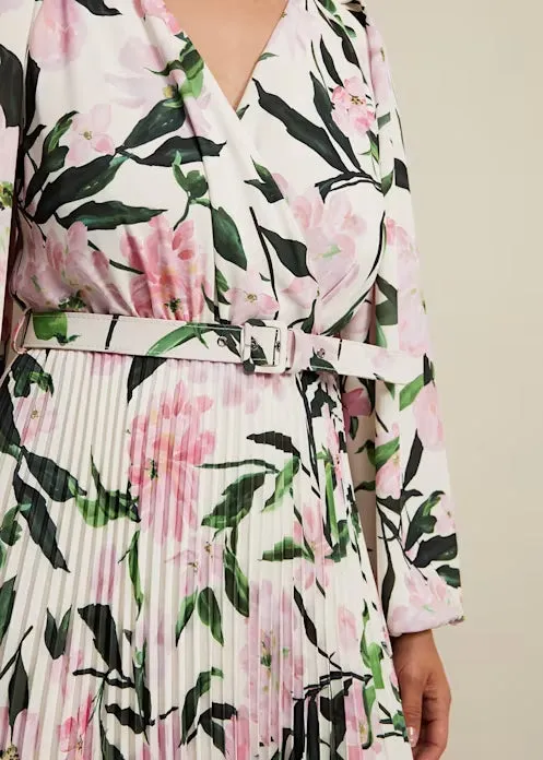 multi-coloured penny floral pleat midi dress Gloria Lanvin