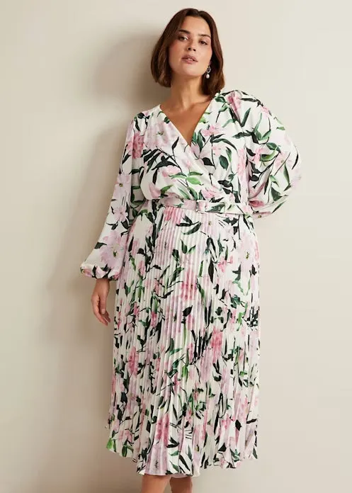 multi-coloured penny floral pleat midi dress Gloria Lanvin
