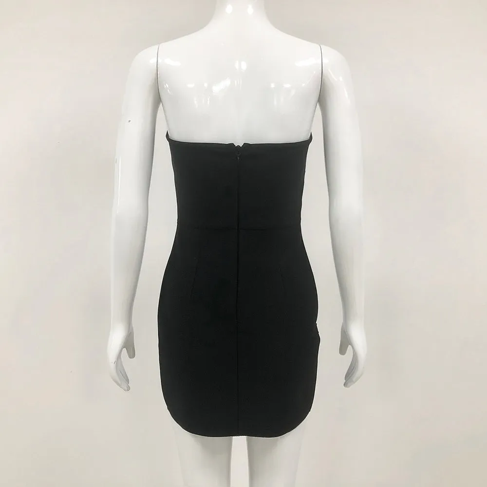 multicolor-crystal embellished black strapless mini dress Gloria Lanvin