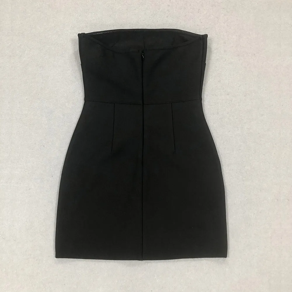multicolor-crystal embellished black strapless mini dress Gloria Lanvin