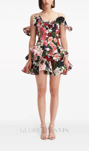 MULTICOLOR FLORAL PRINTED MINI DRESS Gloria Lanvin