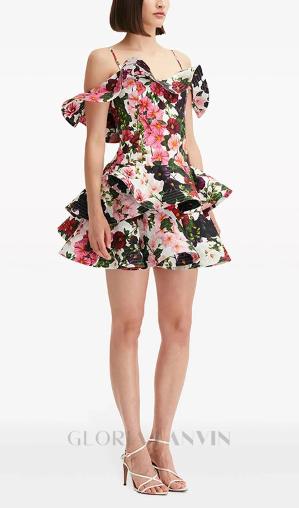 MULTICOLOR FLORAL PRINTED MINI DRESS Gloria Lanvin
