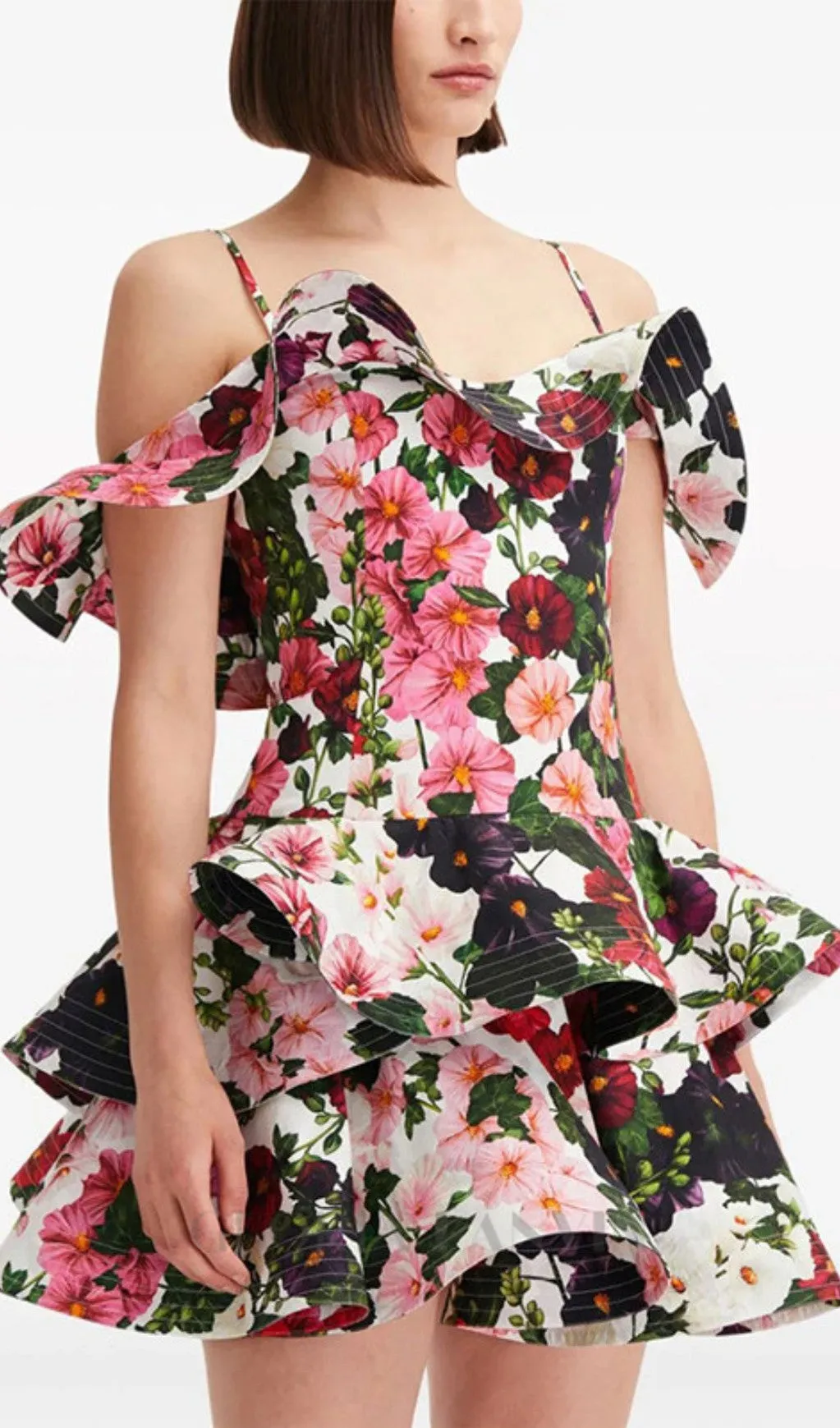 MULTICOLOR FLORAL PRINTED MINI DRESS Gloria Lanvin